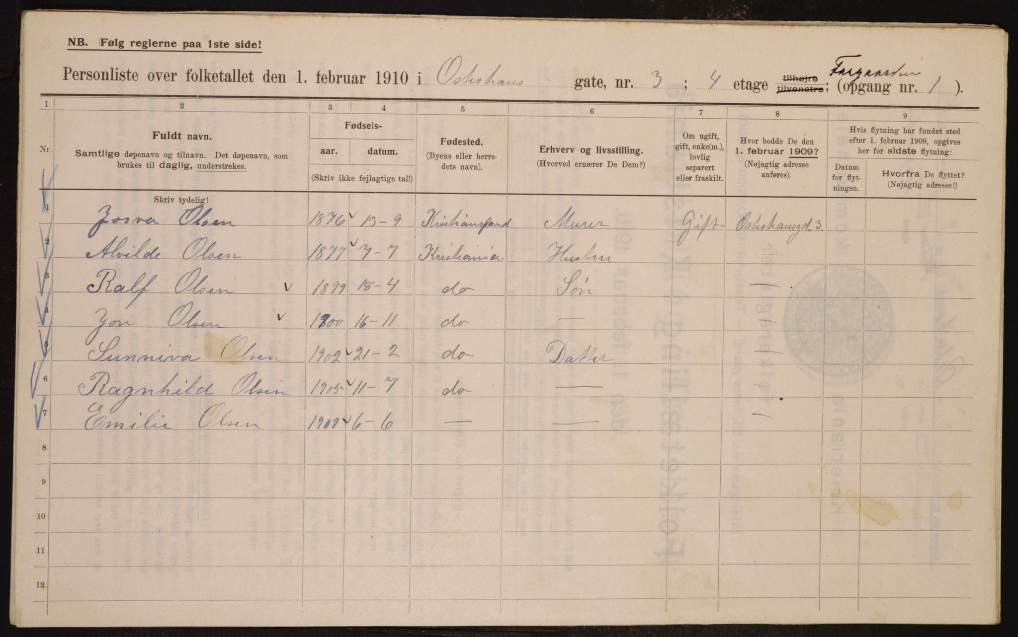 OBA, Municipal Census 1910 for Kristiania, 1910, p. 74470