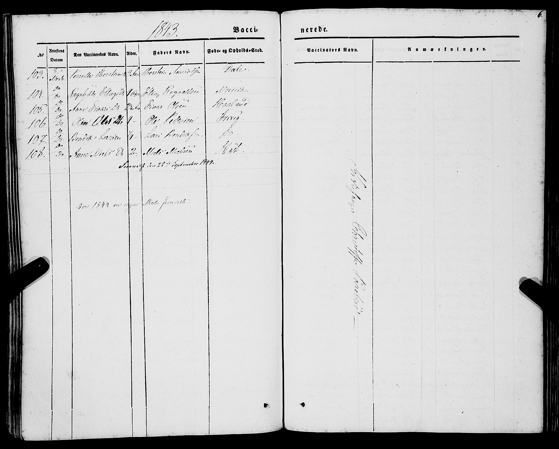 Lavik sokneprestembete, AV/SAB-A-80901: Parish register (official) no. A 3, 1843-1863, p. 6