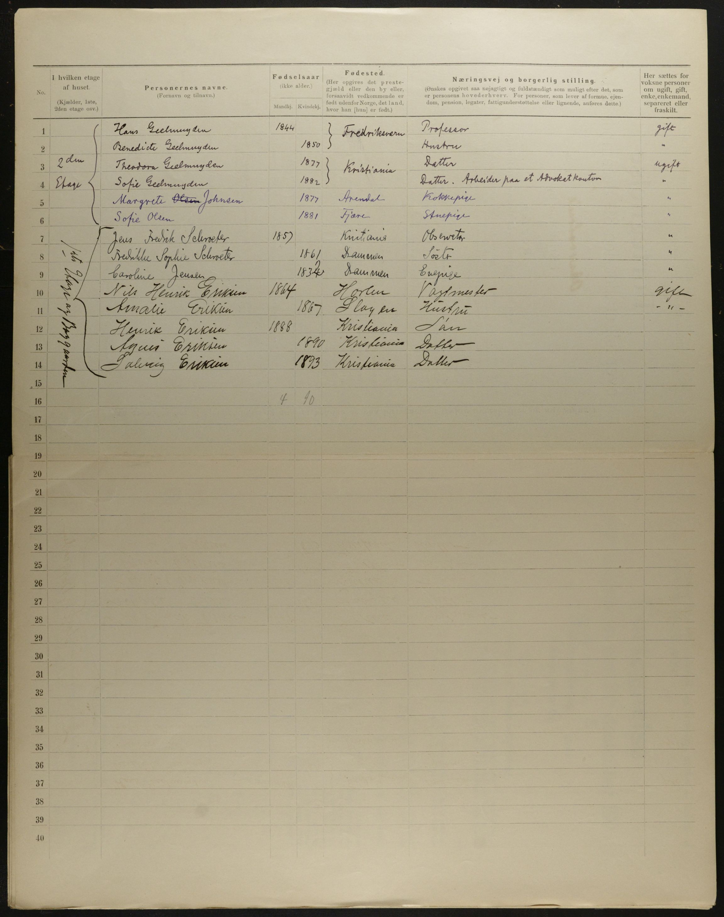 OBA, Municipal Census 1901 for Kristiania, 1901, p. 11386