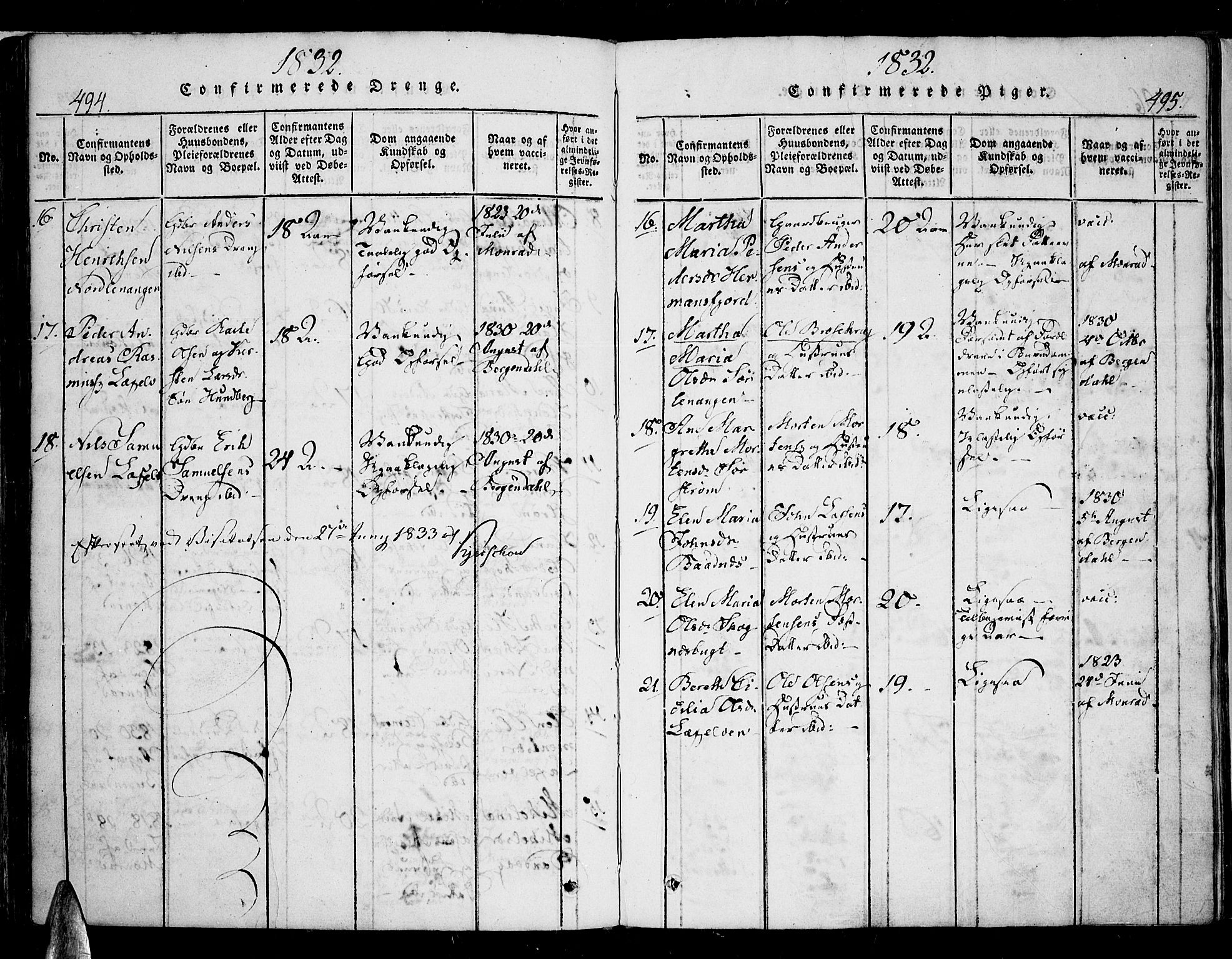 Karlsøy sokneprestembete, SATØ/S-1299/H/Ha/Haa/L0002kirke: Parish register (official) no. 2, 1823-1842, p. 494-495