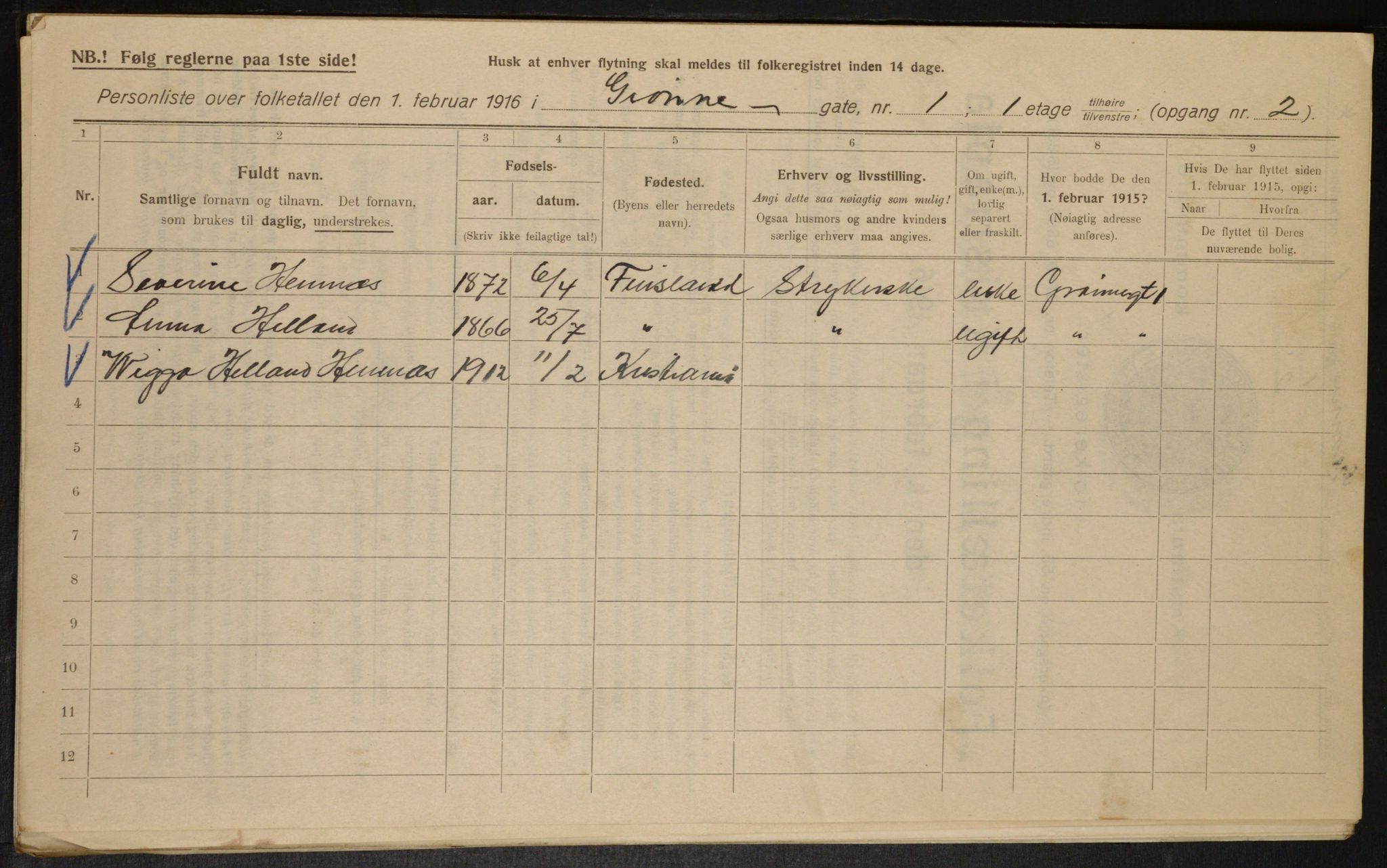 OBA, Municipal Census 1916 for Kristiania, 1916, p. 32815