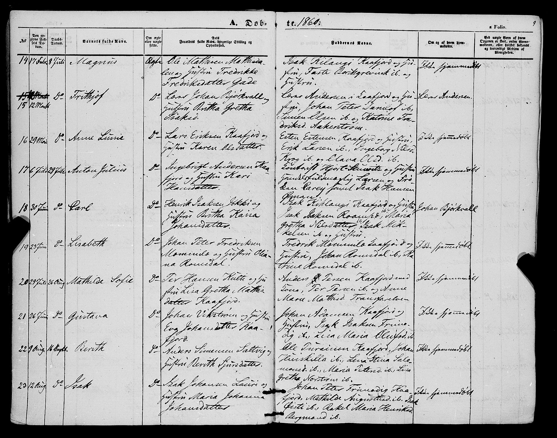 Alta sokneprestkontor, SATØ/S-1338/H/Ha/L0004.kirke: Parish register (official) no. 4, 1858-1880, p. 9
