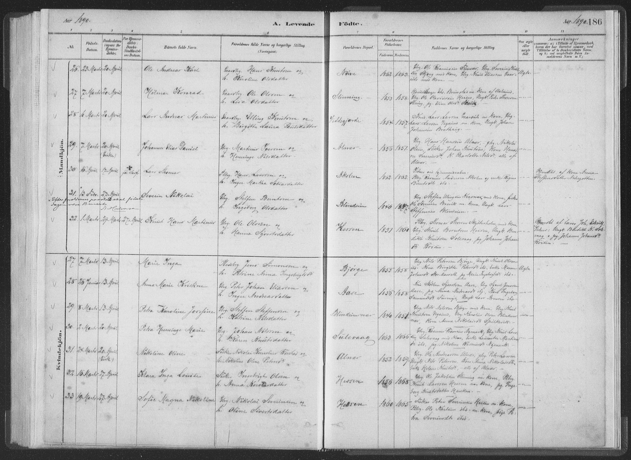 Ministerialprotokoller, klokkerbøker og fødselsregistre - Møre og Romsdal, AV/SAT-A-1454/528/L0401: Parish register (official) no. 528A12I, 1880-1920, p. 186