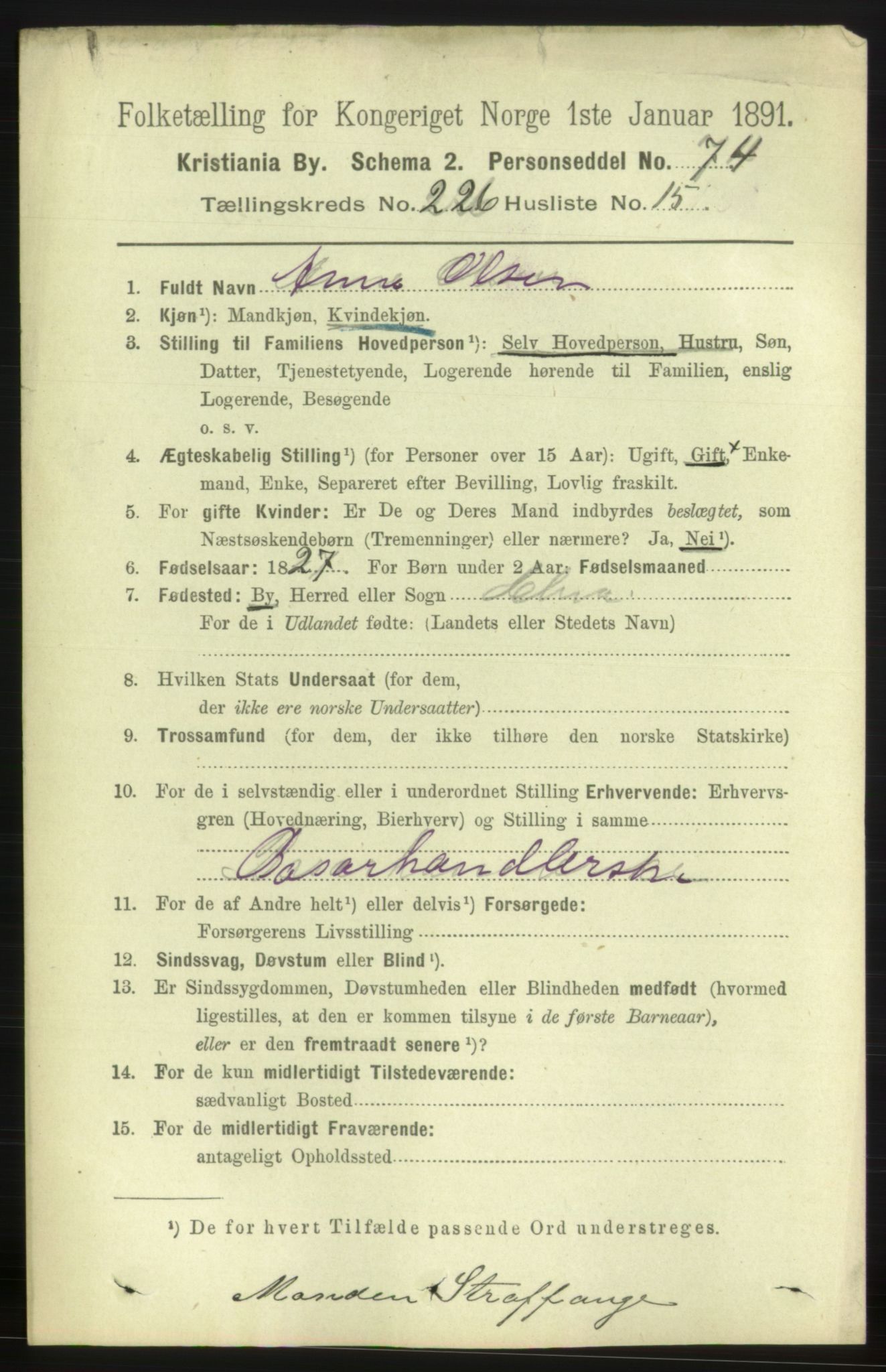 RA, 1891 census for 0301 Kristiania, 1891, p. 137878