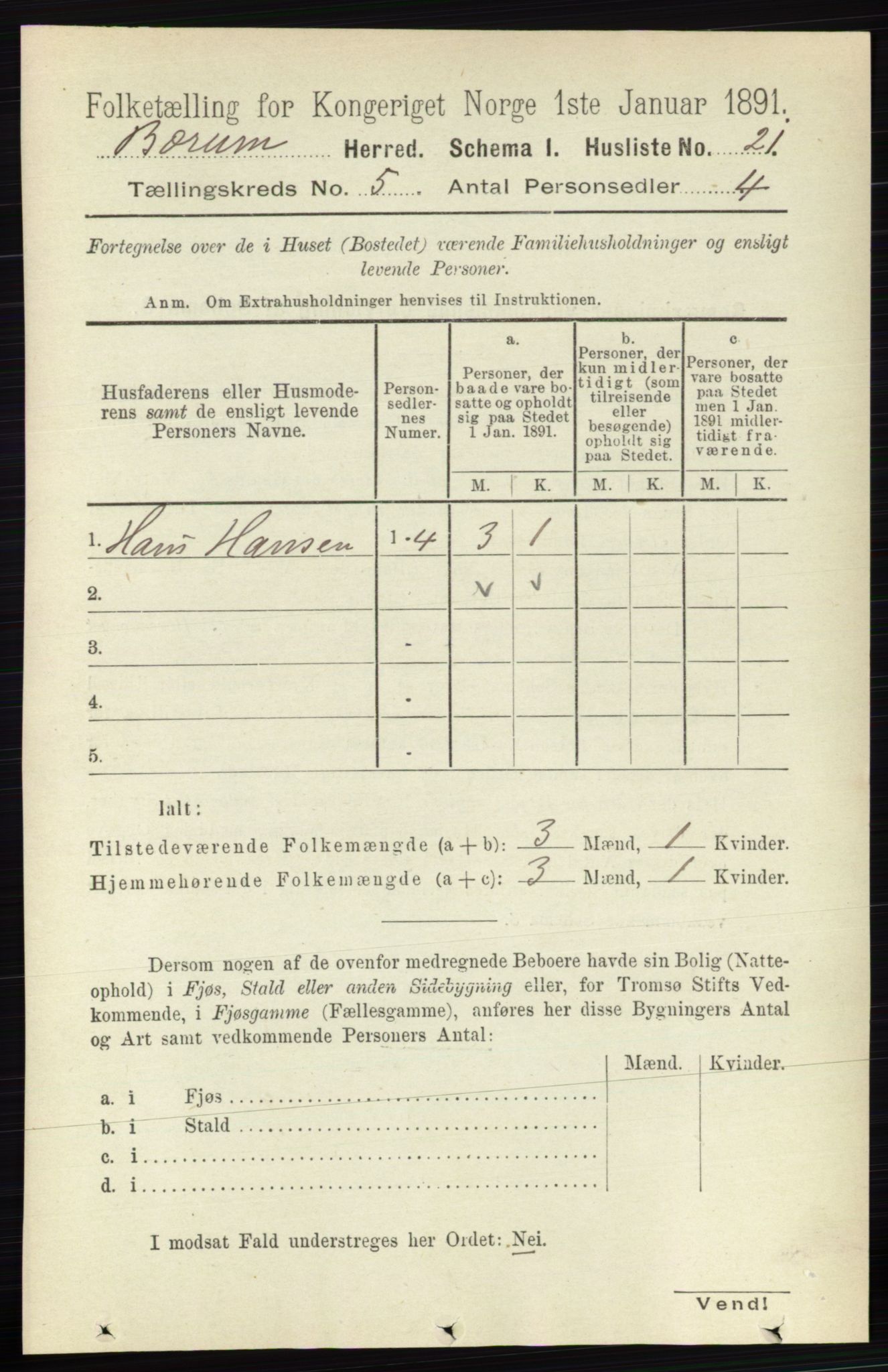 RA, 1891 census for 0219 Bærum, 1891, p. 2957