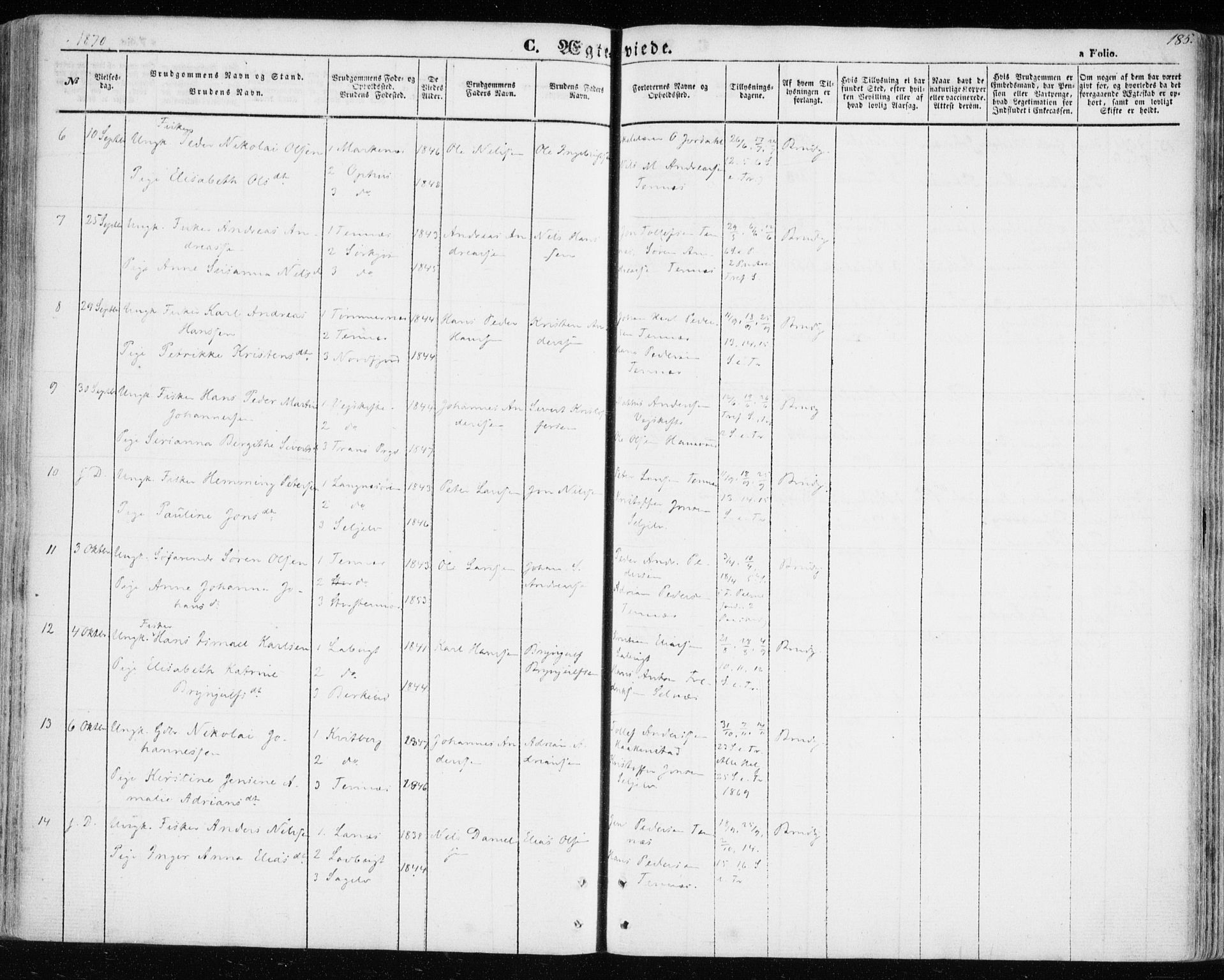 Balsfjord sokneprestembete, SATØ/S-1303/G/Ga/L0003kirke: Parish register (official) no. 3, 1856-1870, p. 185