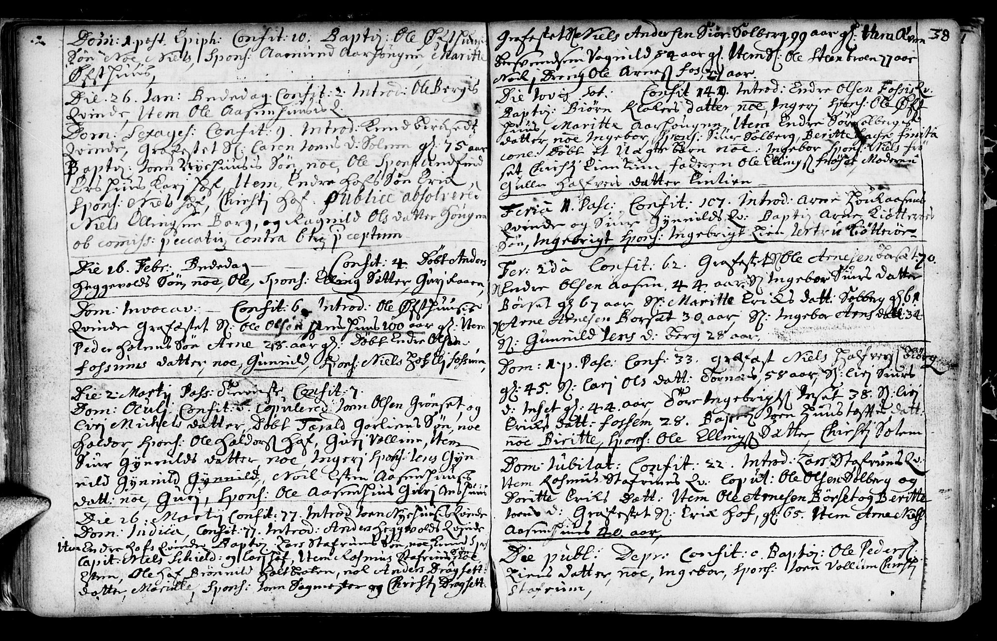 Ministerialprotokoller, klokkerbøker og fødselsregistre - Sør-Trøndelag, SAT/A-1456/689/L1036: Parish register (official) no. 689A01, 1696-1746, p. 38