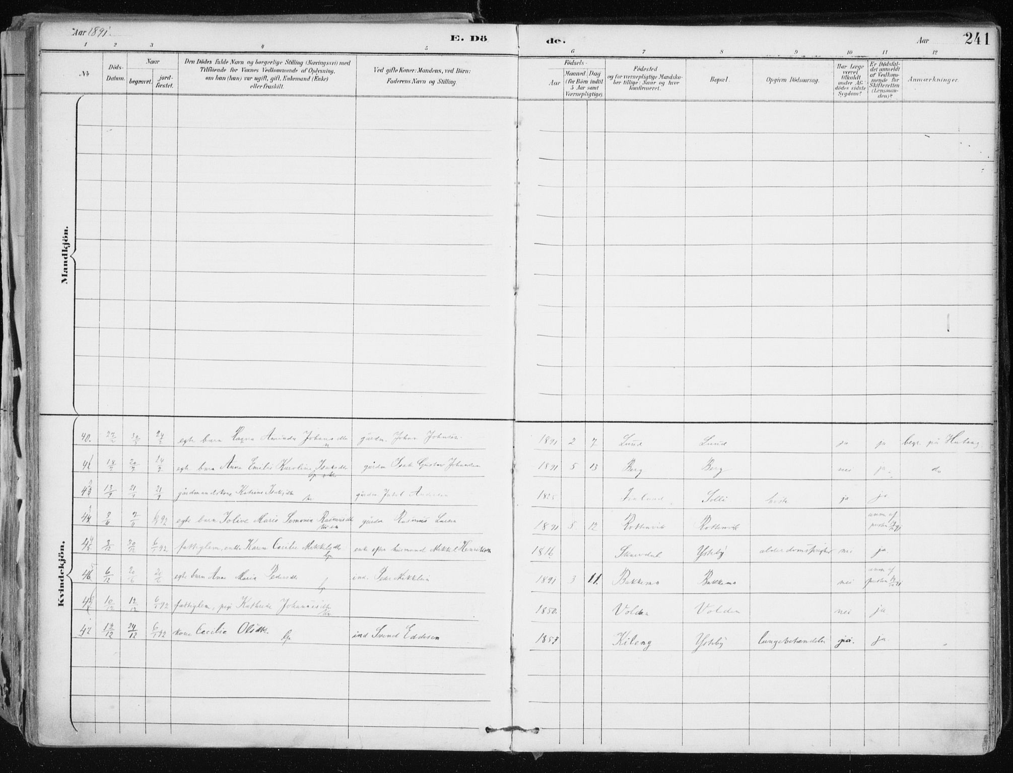 Lyngen sokneprestembete, SATØ/S-1289/H/He/Hea/L0008kirke: Parish register (official) no. 8, 1891-1902, p. 241