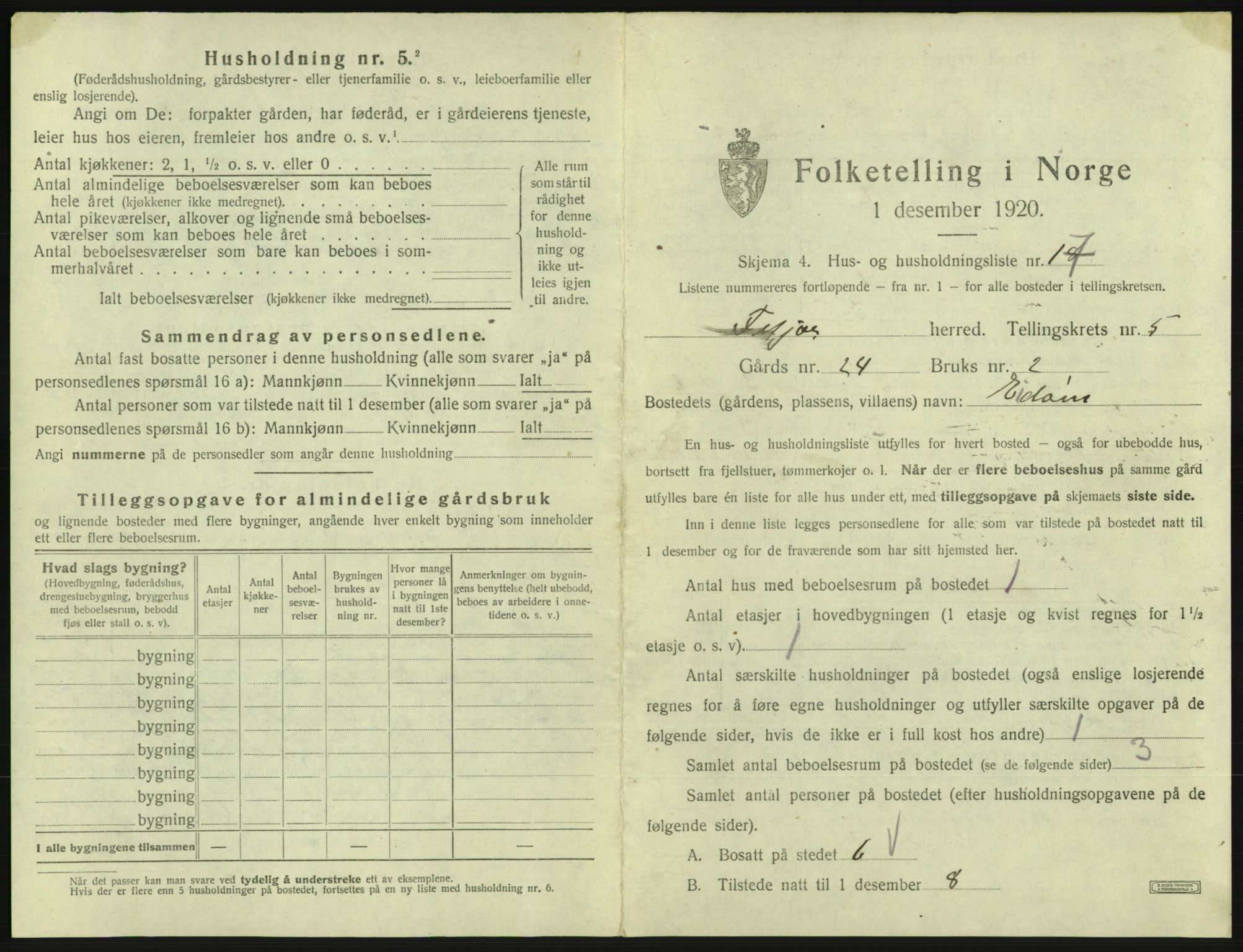 SAB, 1920 census for Fitjar, 1920, p. 346