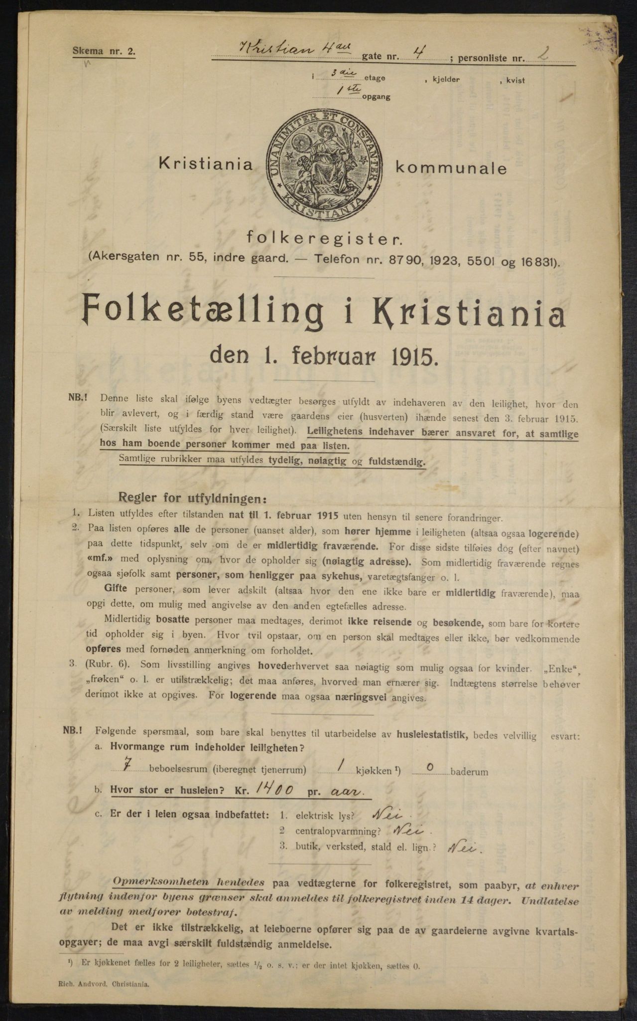 OBA, Municipal Census 1915 for Kristiania, 1915, p. 53667