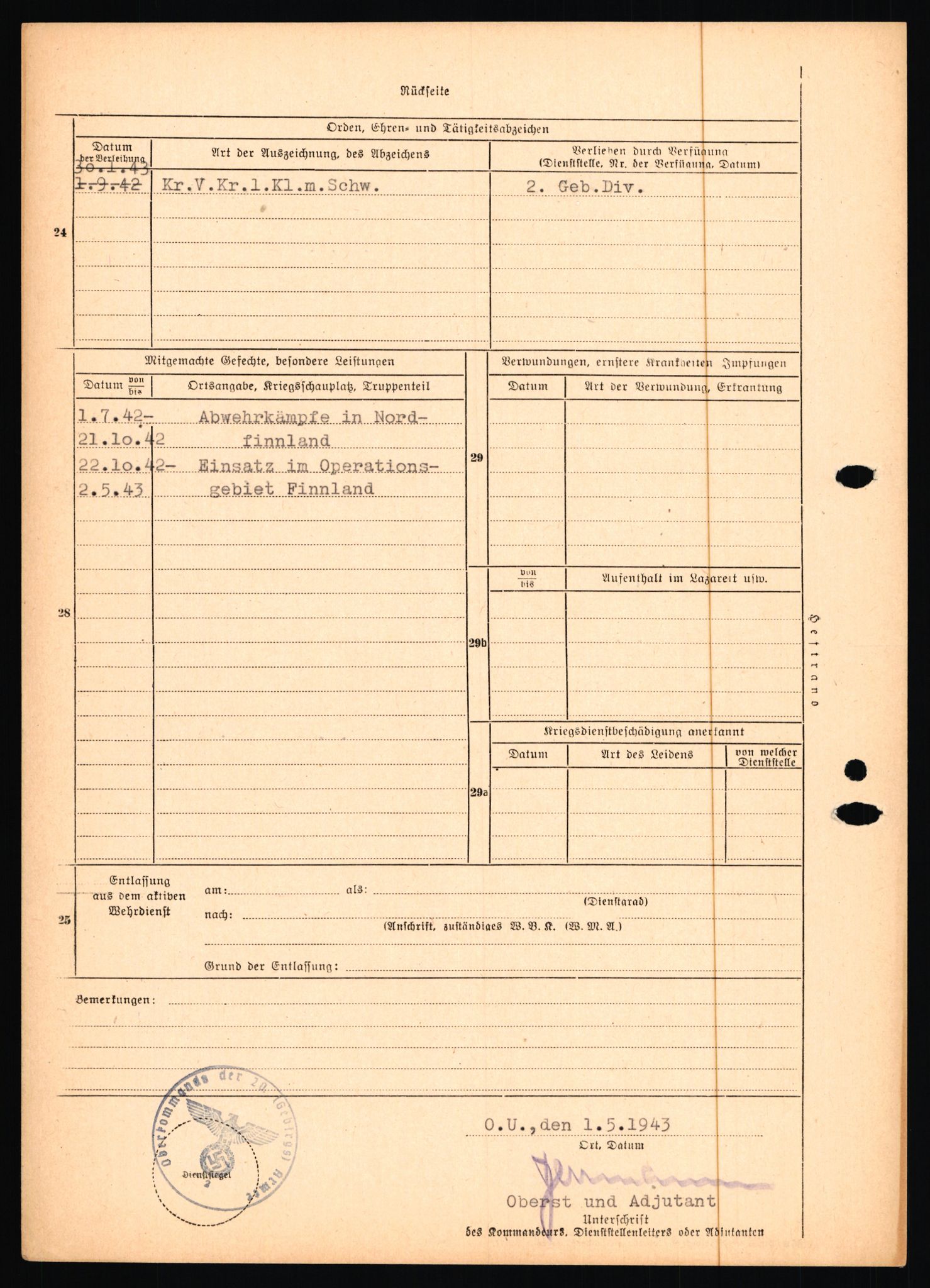 Forsvarets Overkommando. 2 kontor. Arkiv 11.4. Spredte tyske arkivsaker, AV/RA-RAFA-7031/D/Dar/Dara/L0018: Personalbøker, 1940-1945, p. 818