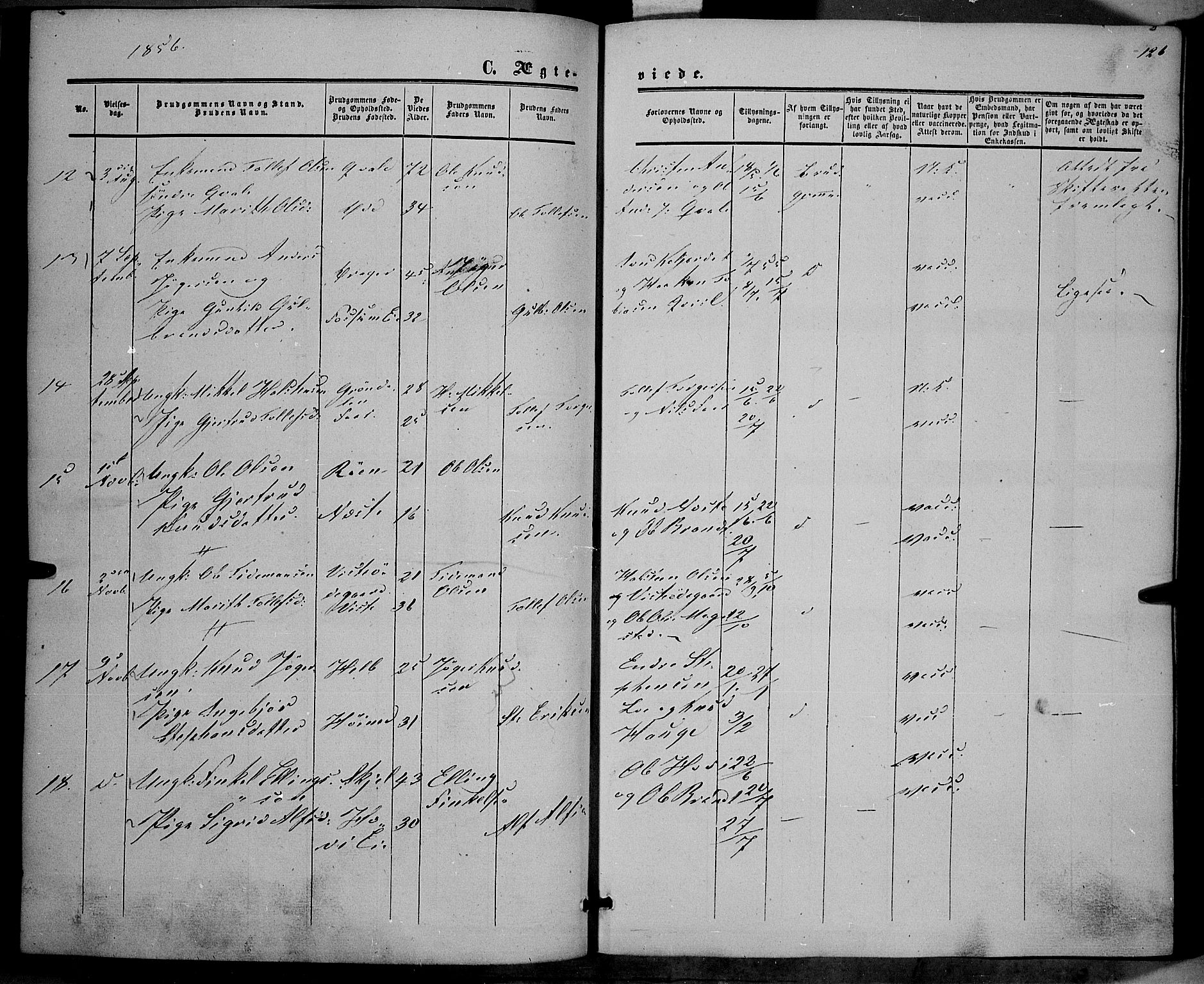Vestre Slidre prestekontor, SAH/PREST-136/H/Ha/Haa/L0002: Parish register (official) no. 2, 1856-1864, p. 126