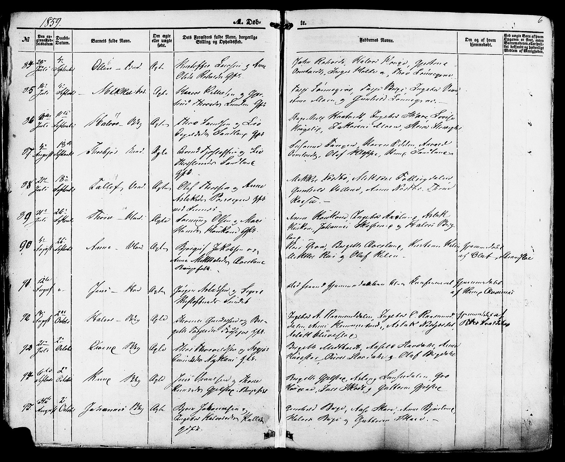 Kviteseid kirkebøker, AV/SAKO-A-276/F/Fa/L0007: Parish register (official) no. I 7, 1859-1881, p. 6