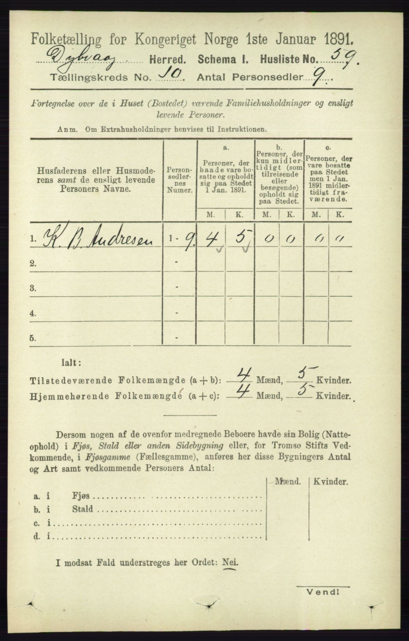 RA, 1891 census for 0915 Dypvåg, 1891, p. 3681