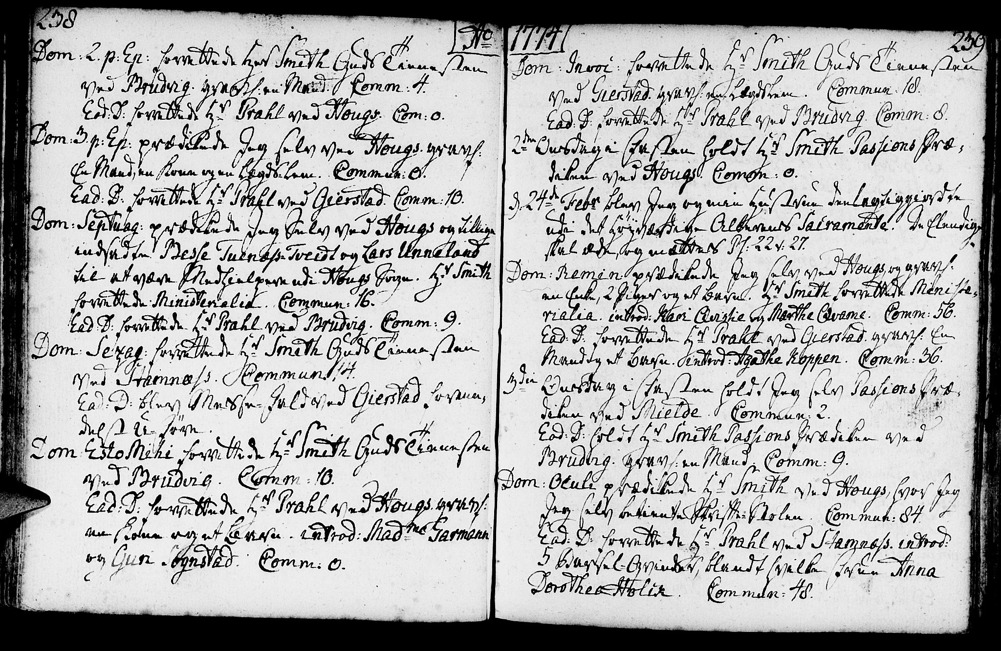 Haus sokneprestembete, SAB/A-75601/H/Haa: Parish register (official) no. A 9, 1767-1781, p. 238-239