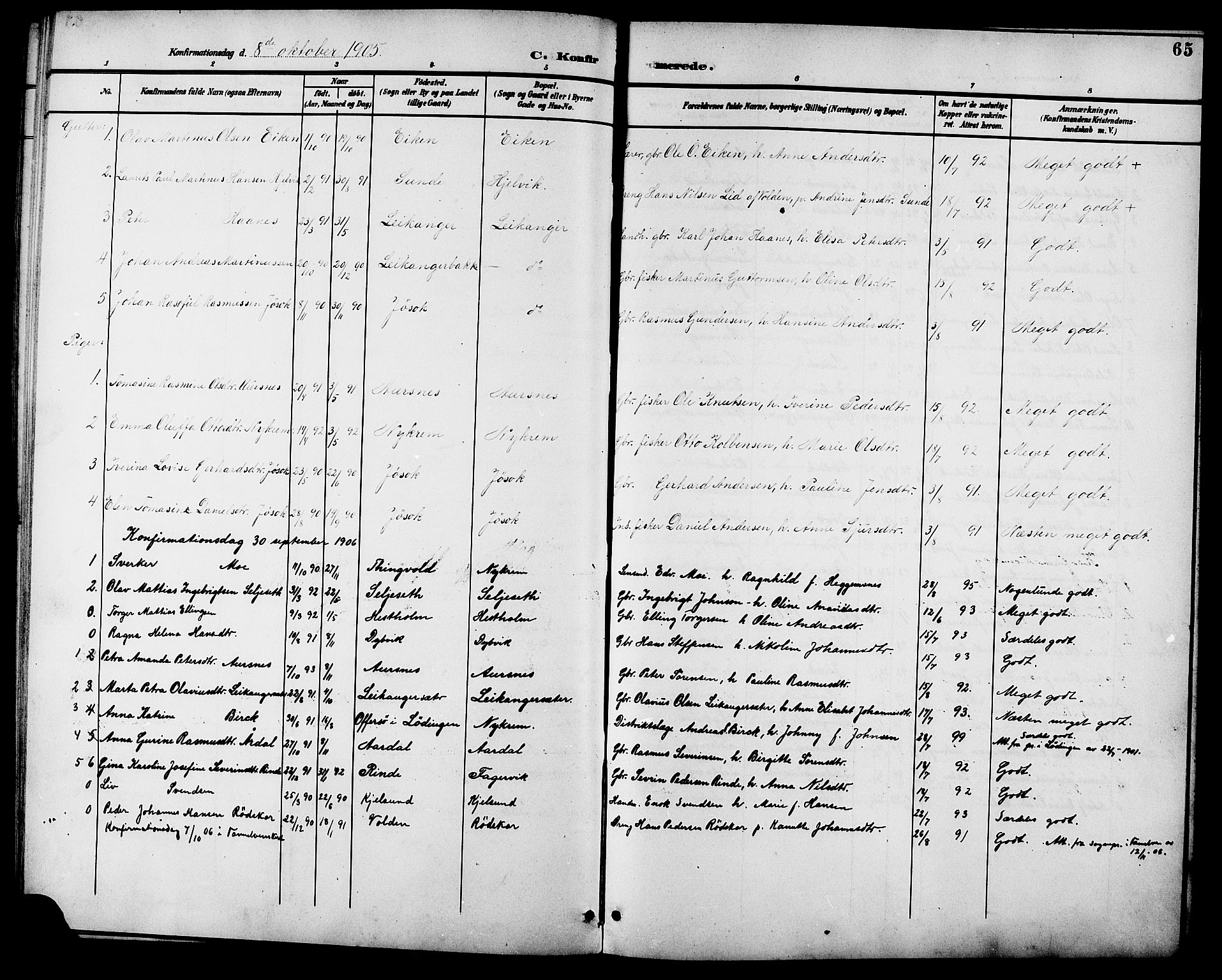 Ministerialprotokoller, klokkerbøker og fødselsregistre - Møre og Romsdal, AV/SAT-A-1454/508/L0098: Parish register (copy) no. 508C02, 1898-1916, p. 65