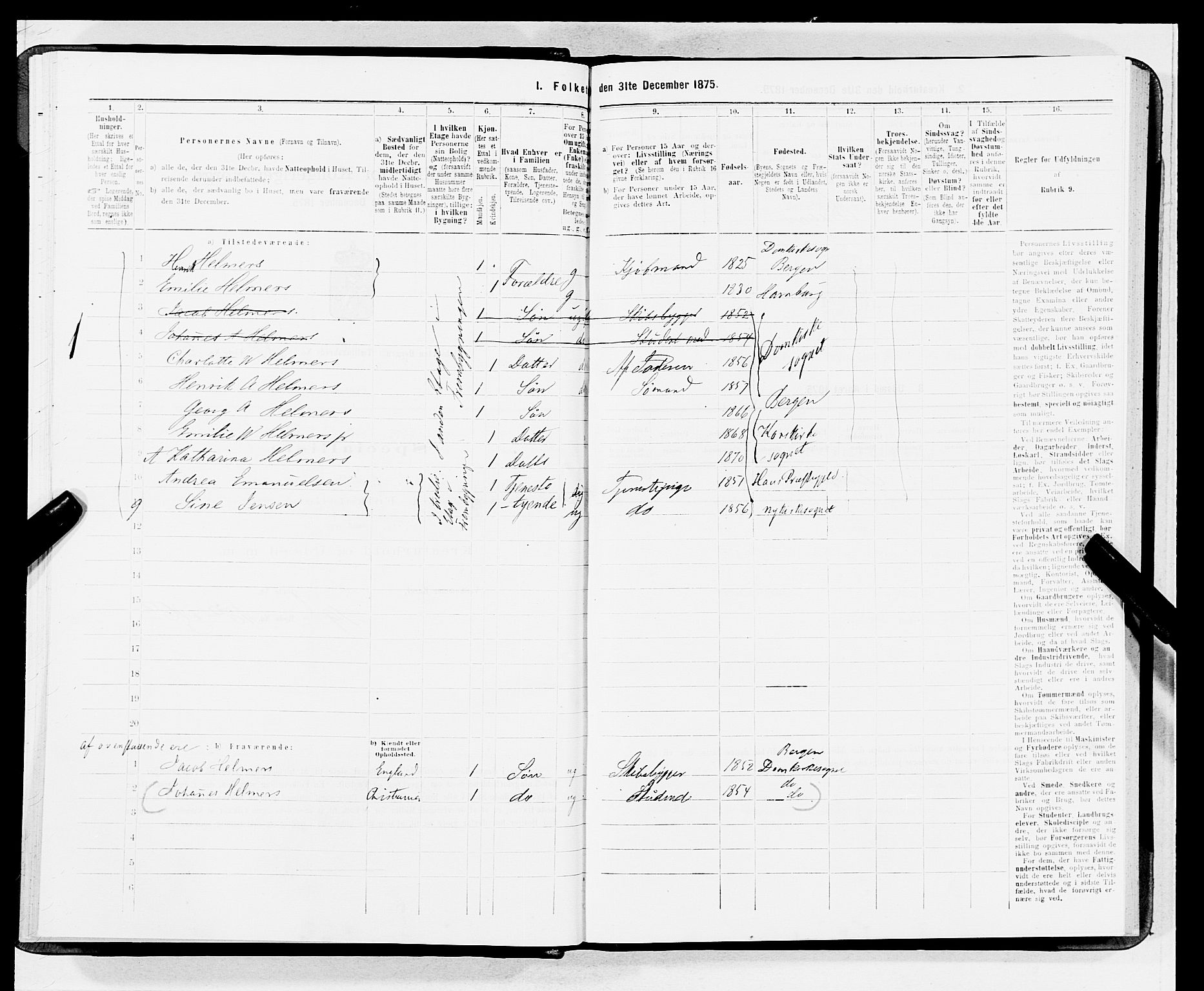 SAB, 1875 census for 1301 Bergen, 1875, p. 4343