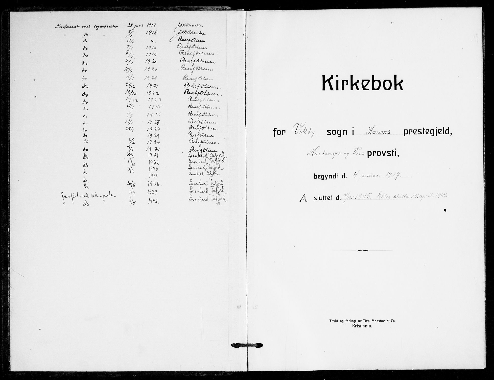 Kvam sokneprestembete, AV/SAB-A-76201/H/Hab: Parish register (copy) no. B 4, 1917-1945