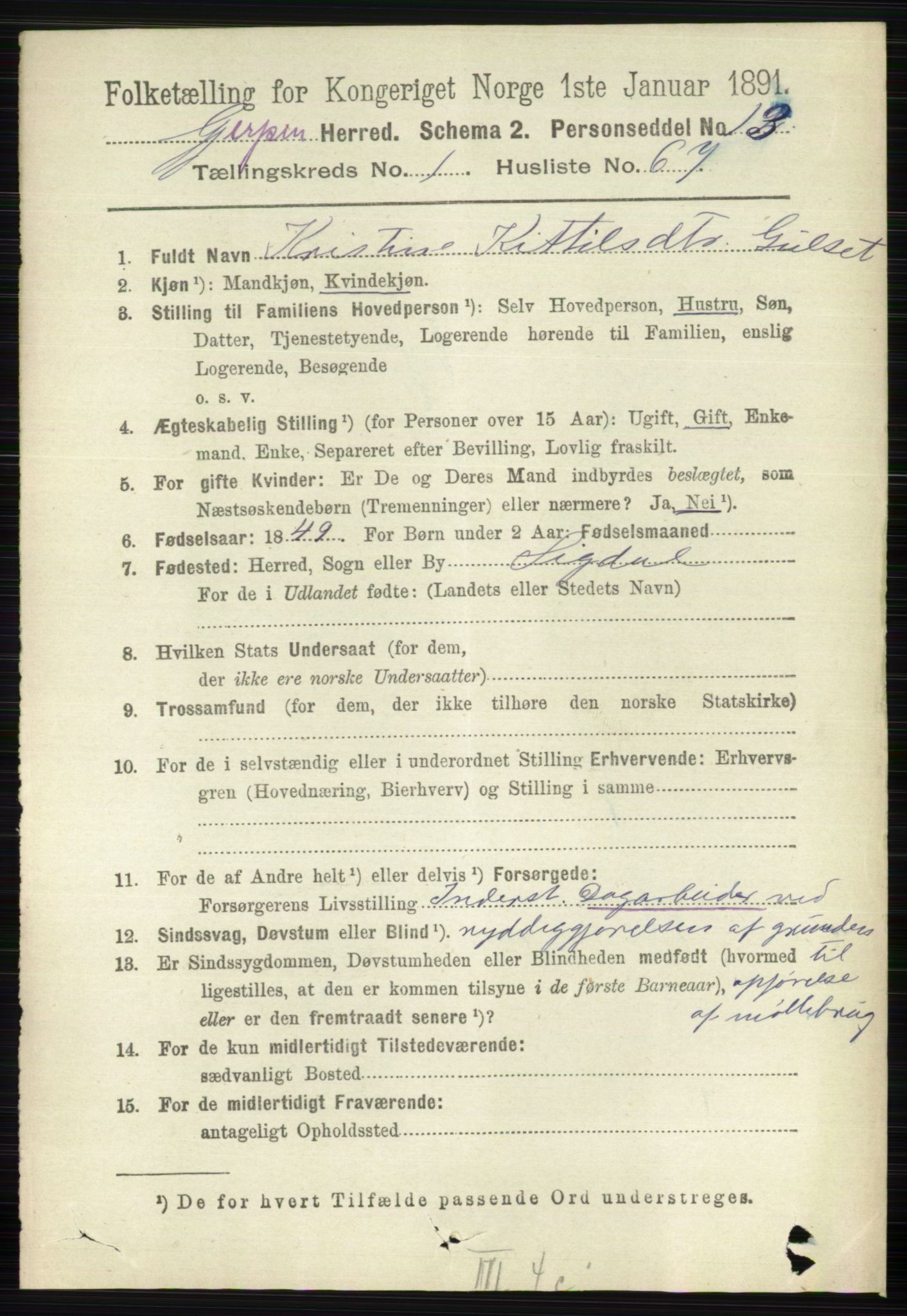 RA, 1891 census for 0812 Gjerpen, 1891, p. 642