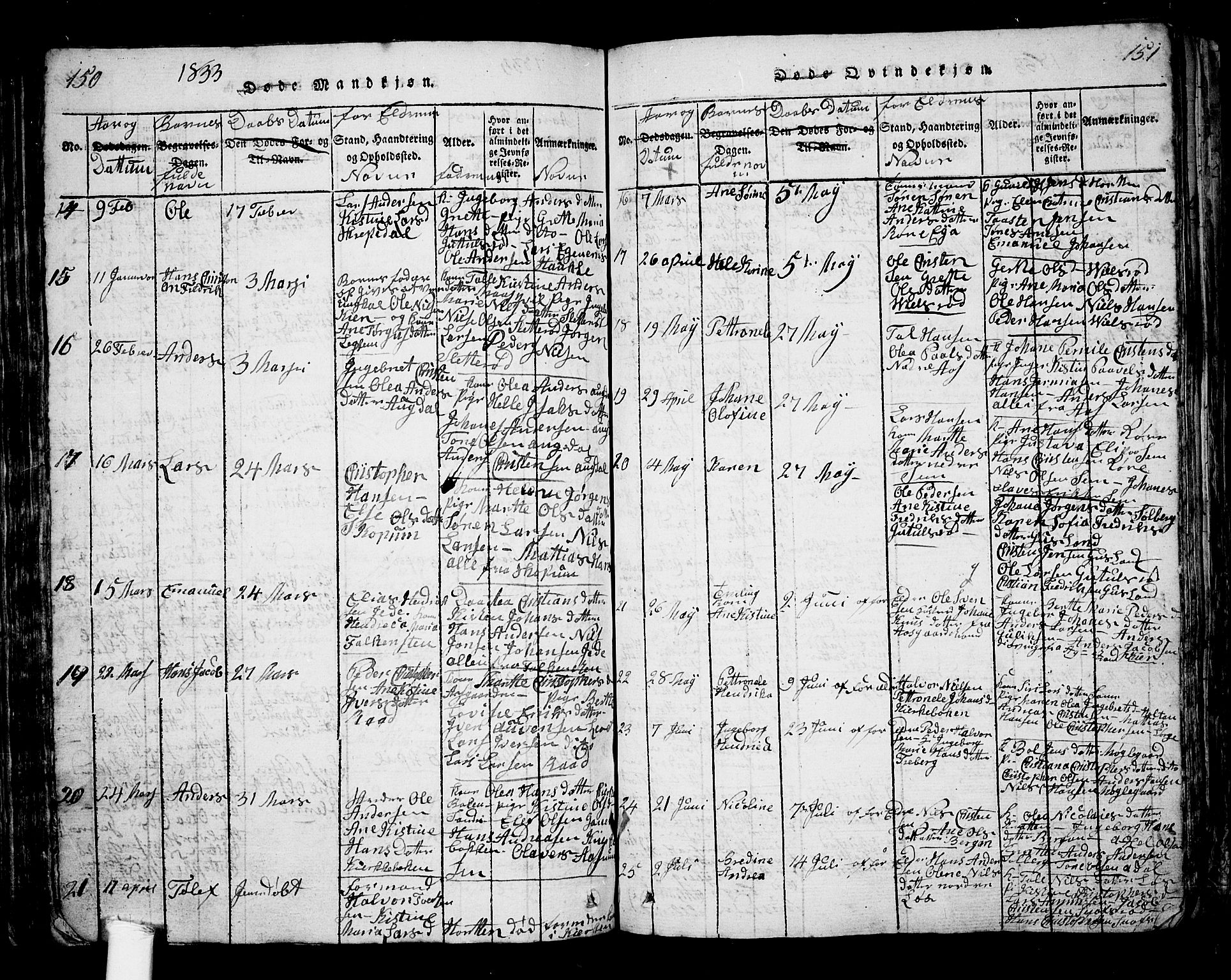 Borre kirkebøker, SAKO/A-338/G/Ga/L0001: Parish register (copy) no. I 1, 1815-1851, p. 150-151