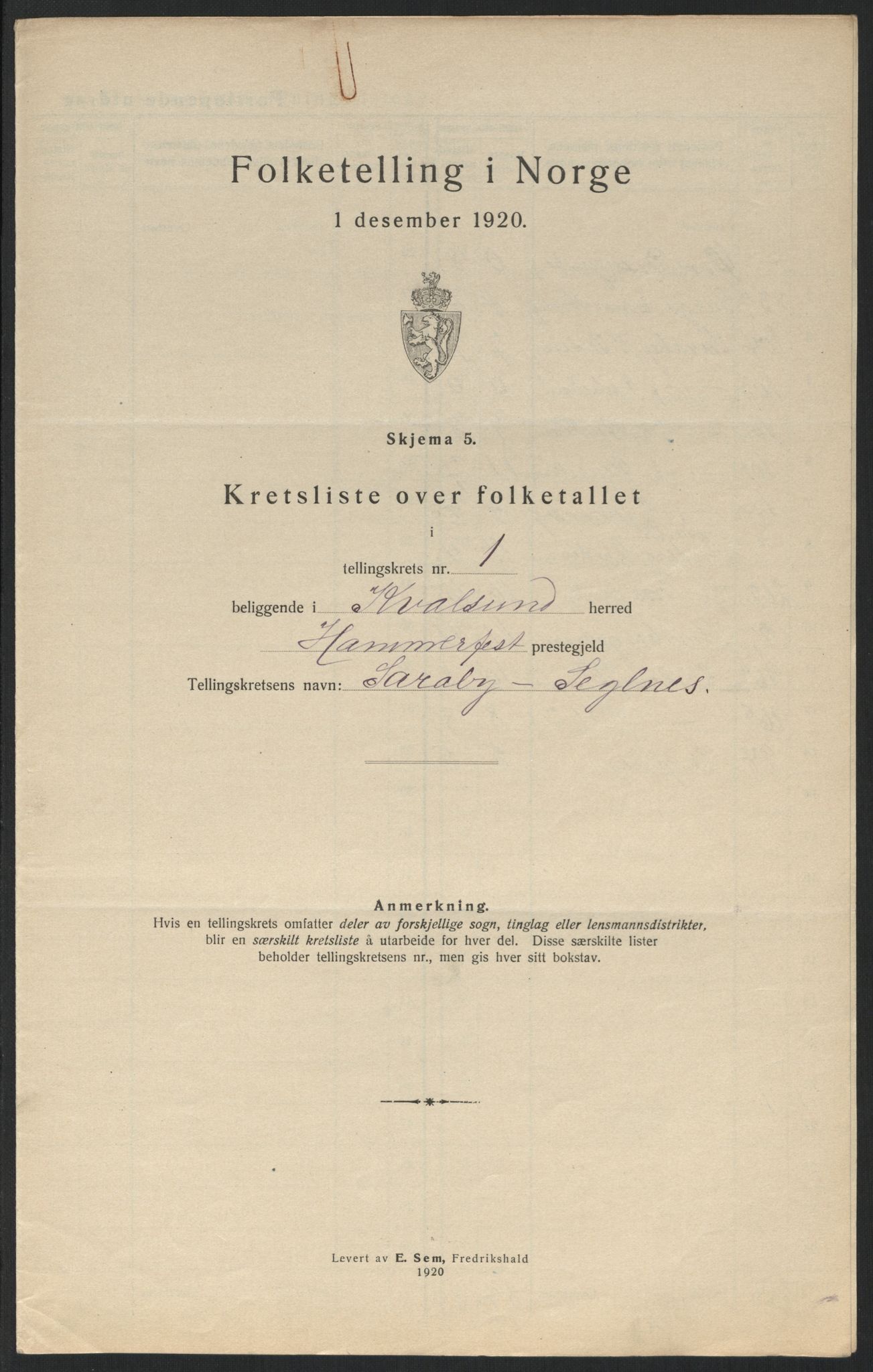 SATØ, 1920 census for , 1920, p. 12