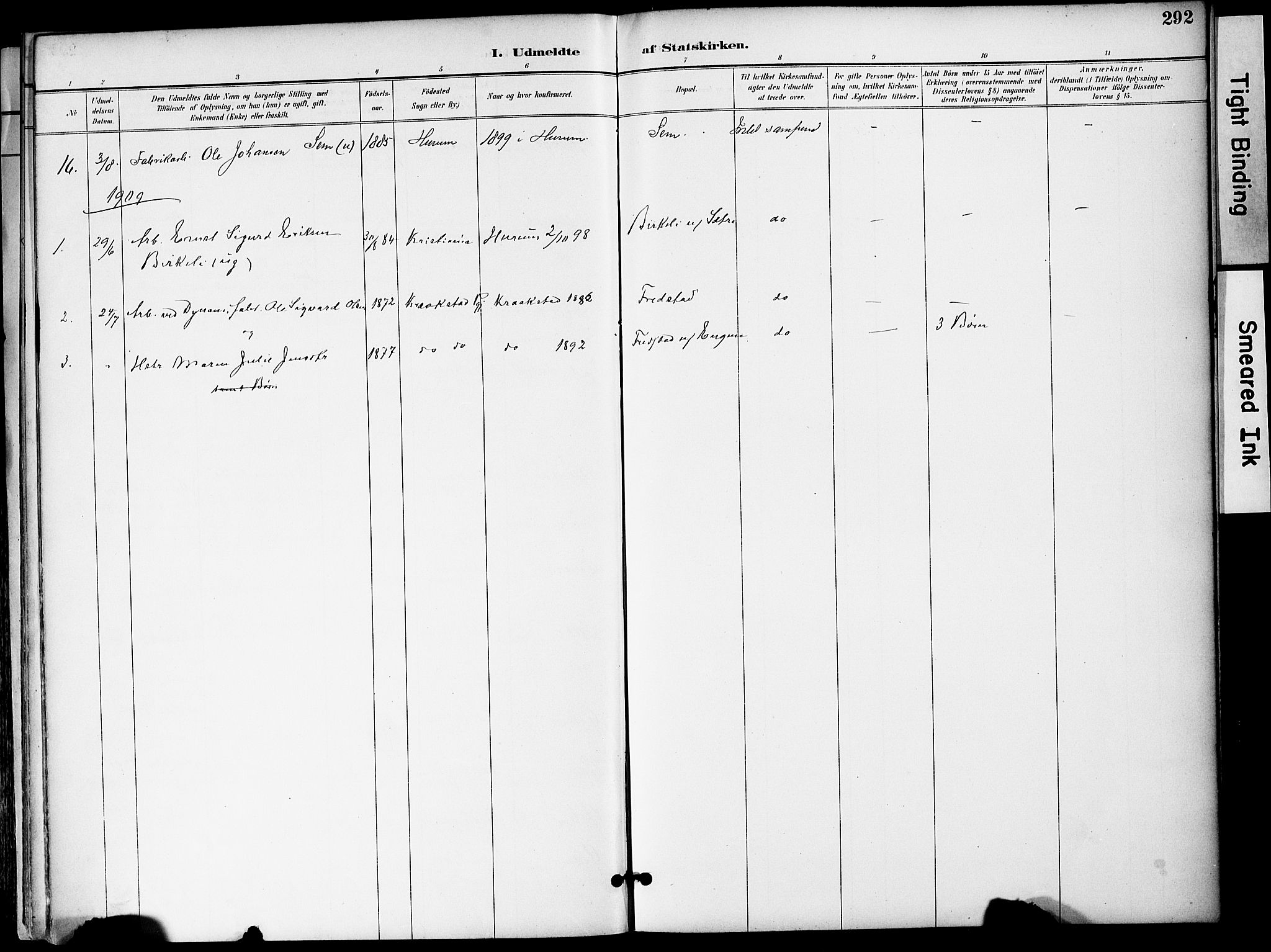 Hurum kirkebøker, AV/SAKO-A-229/F/Fa/L0015: Parish register (official) no. 15, 1896-1908, p. 292