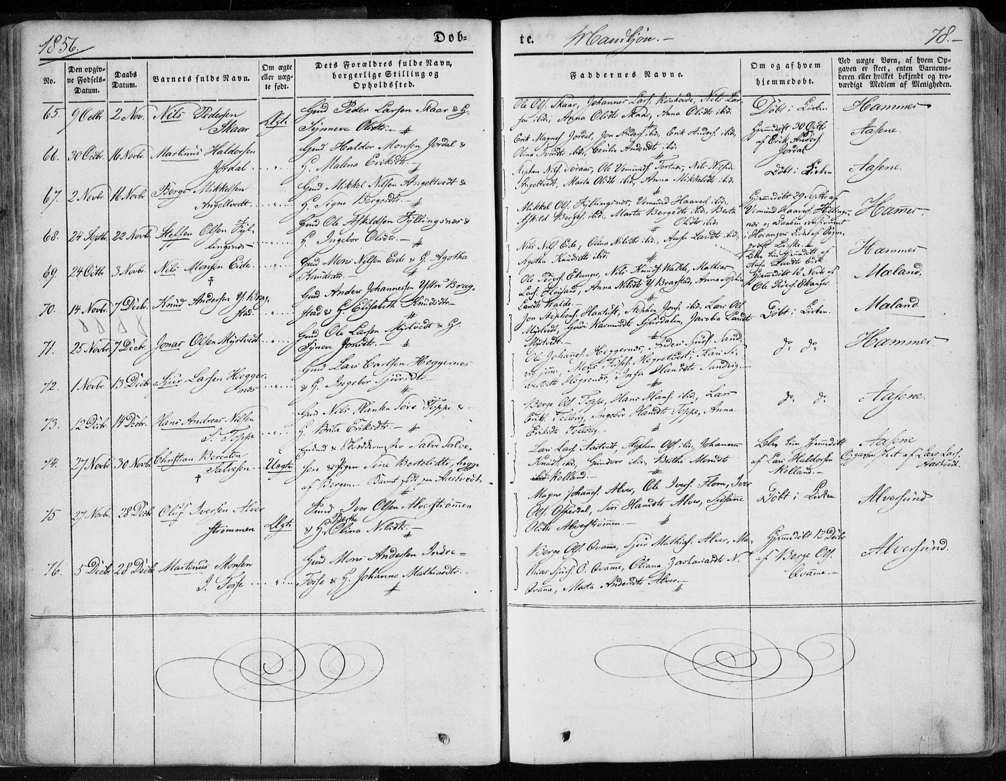 Hamre sokneprestembete, AV/SAB-A-75501/H/Ha/Haa/Haaa/L0013: Parish register (official) no. A 13, 1846-1857, p. 78