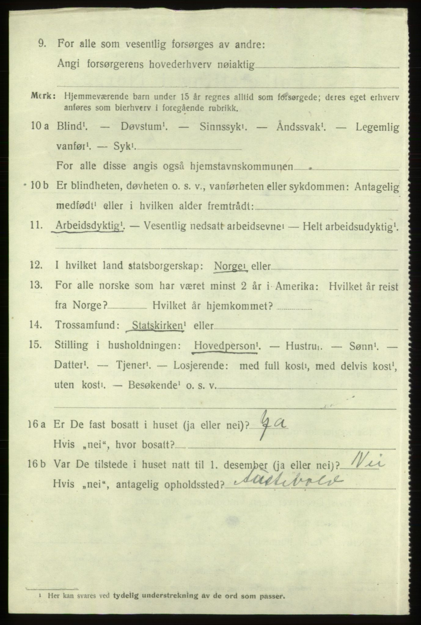 SAB, 1920 census for Tysnes, 1920, p. 3701