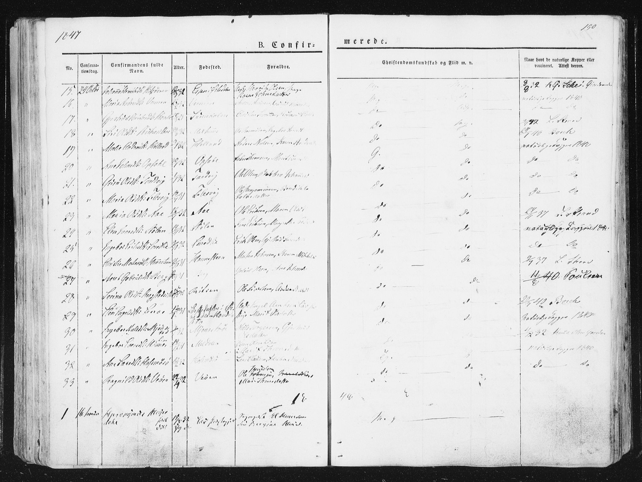 Ministerialprotokoller, klokkerbøker og fødselsregistre - Sør-Trøndelag, SAT/A-1456/630/L0493: Parish register (official) no. 630A06, 1841-1851, p. 150