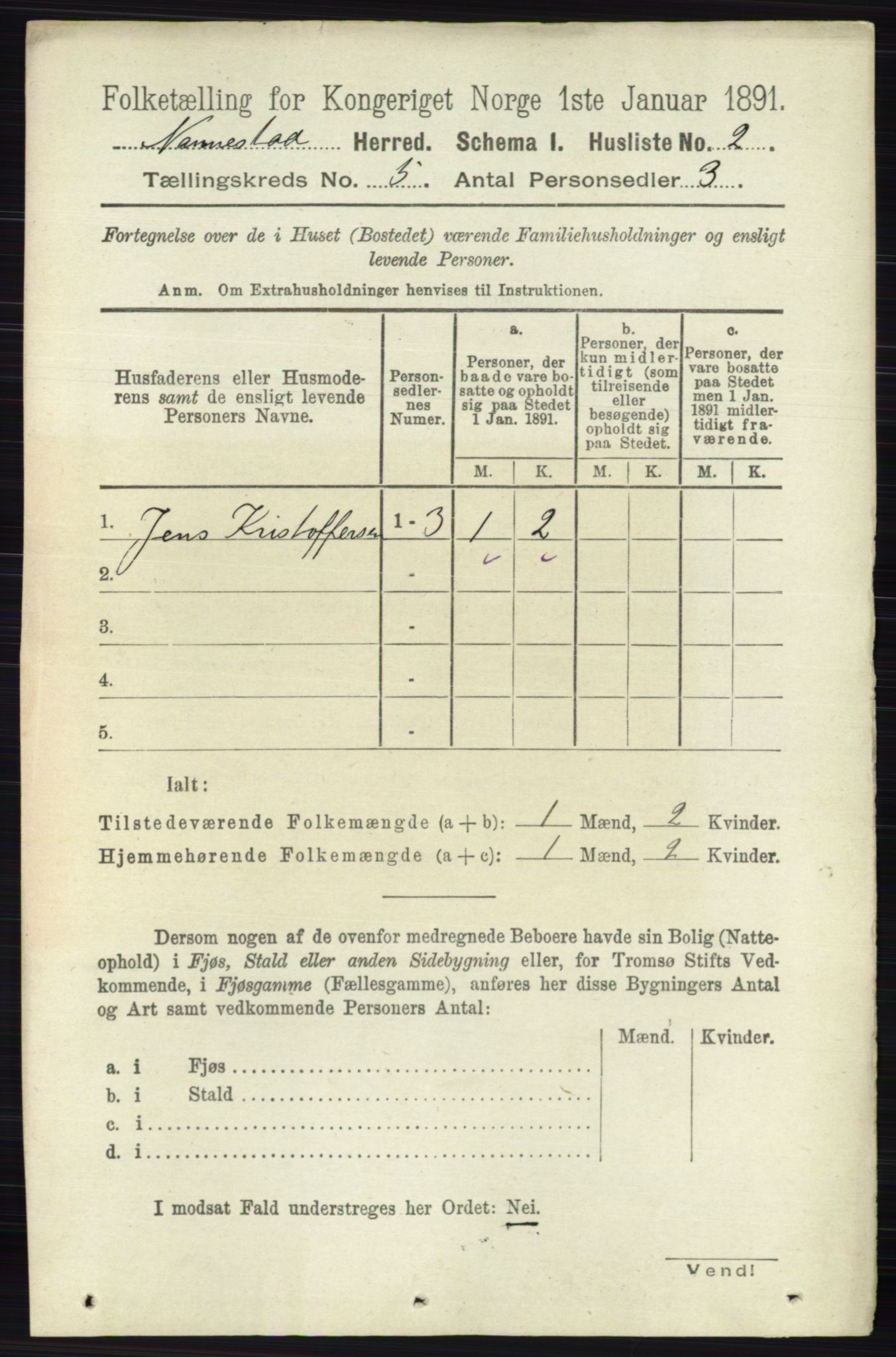 RA, 1891 census for 0238 Nannestad, 1891, p. 2523