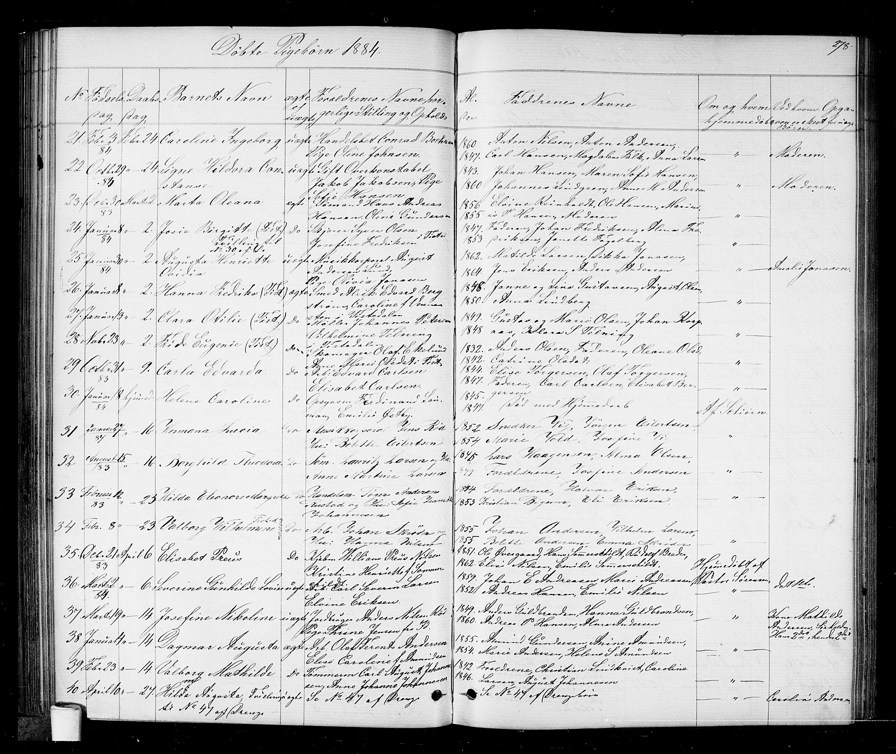 Halden prestekontor Kirkebøker, AV/SAO-A-10909/G/Ga/L0006: Parish register (copy) no. 6, 1869-1884, p. 278