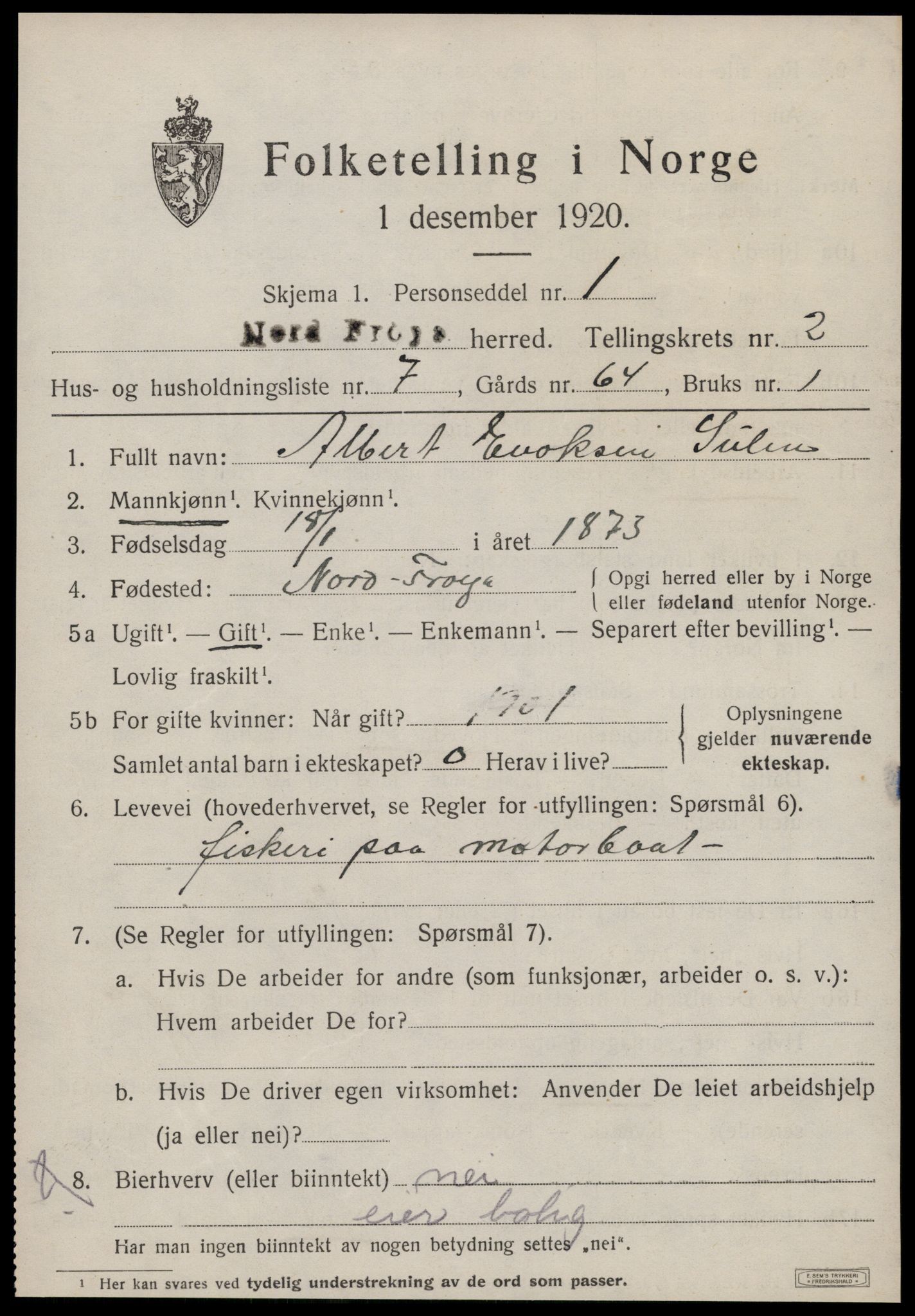 SAT, 1920 census for Nord-Frøya, 1920, p. 4651