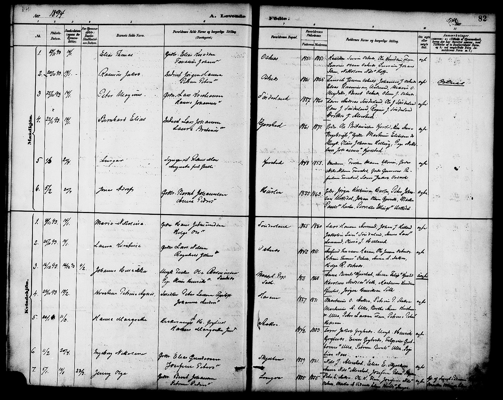 Ministerialprotokoller, klokkerbøker og fødselsregistre - Møre og Romsdal, SAT/A-1454/536/L0501: Parish register (official) no. 536A10, 1884-1896, p. 82