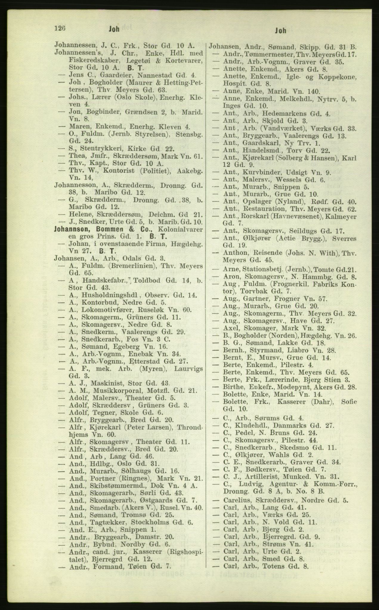 Kristiania/Oslo adressebok, PUBL/-, 1884, p. 126