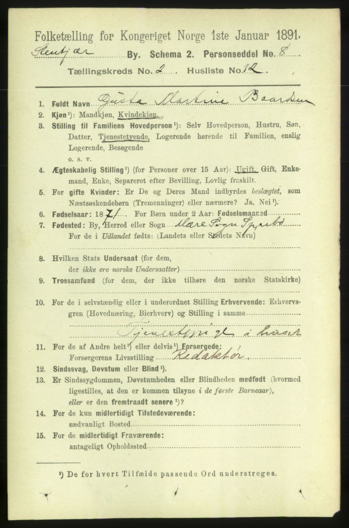 RA, 1891 census for 1702 Steinkjer, 1891, p. 440