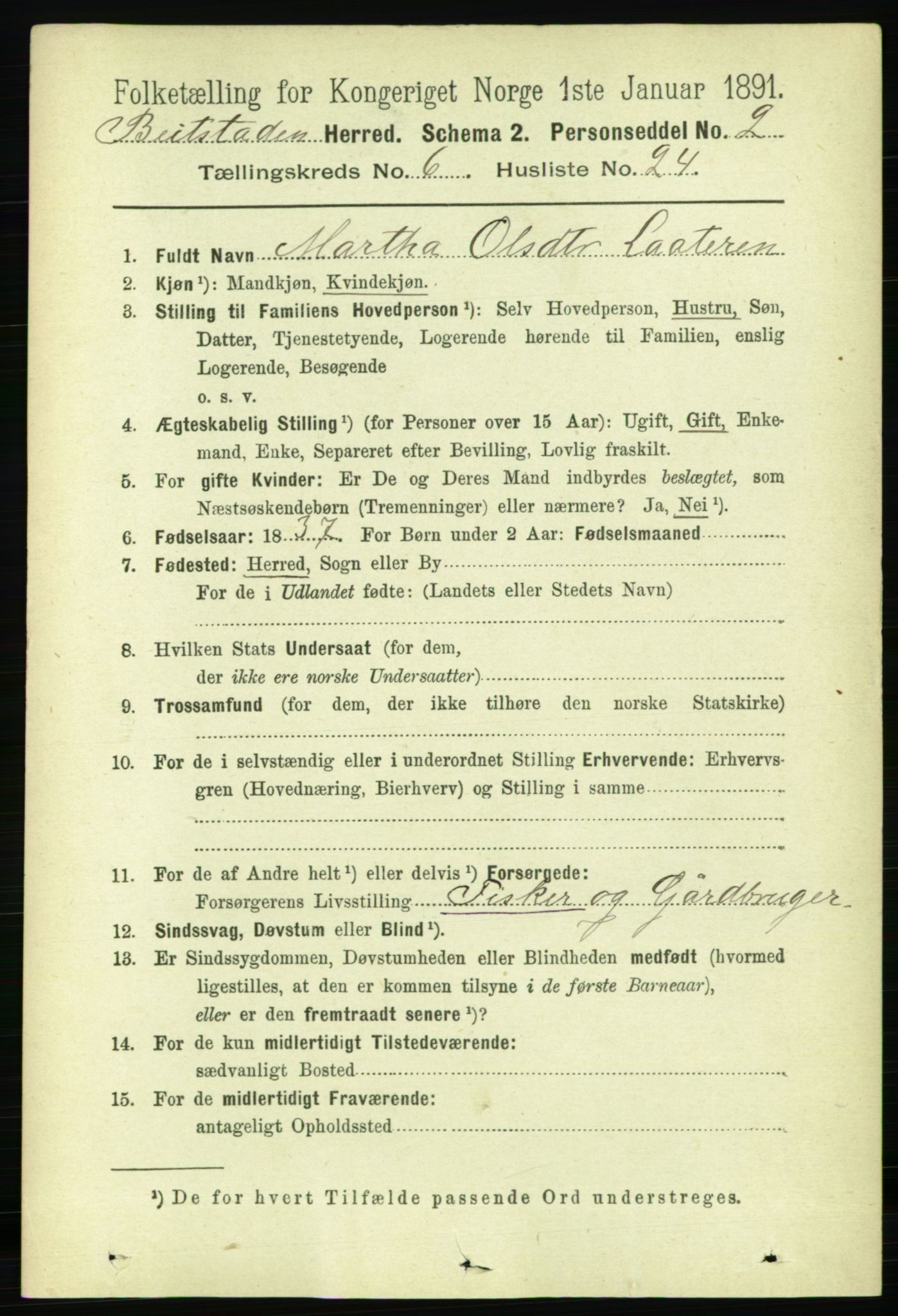 RA, 1891 census for 1727 Beitstad, 1891, p. 1671