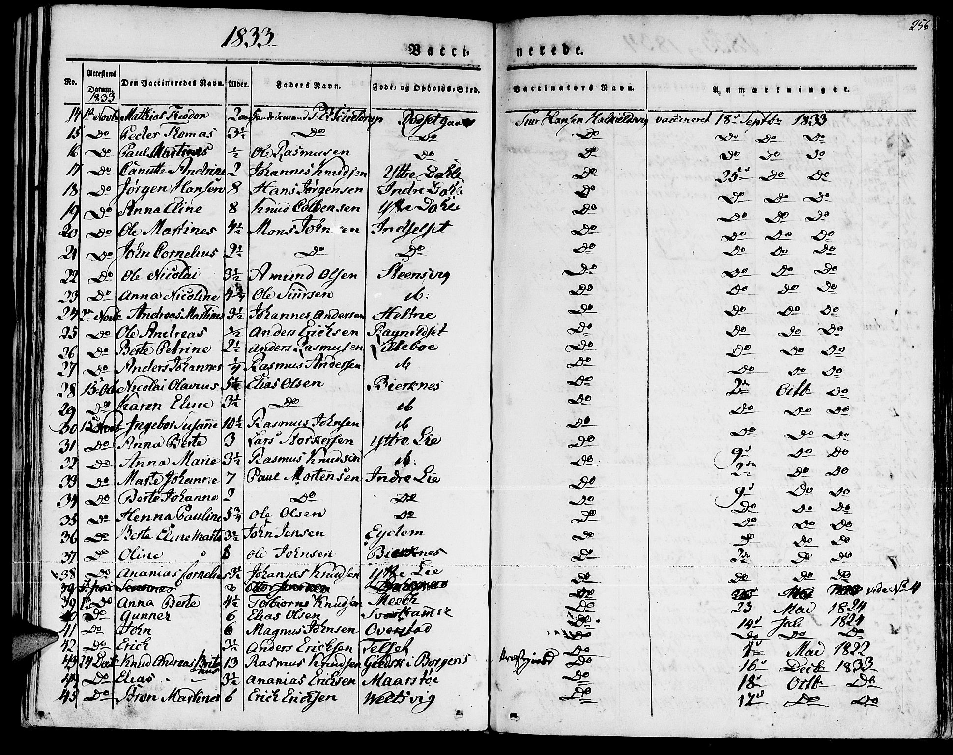 Ministerialprotokoller, klokkerbøker og fødselsregistre - Møre og Romsdal, AV/SAT-A-1454/511/L0139: Parish register (official) no. 511A06, 1831-1850, p. 256