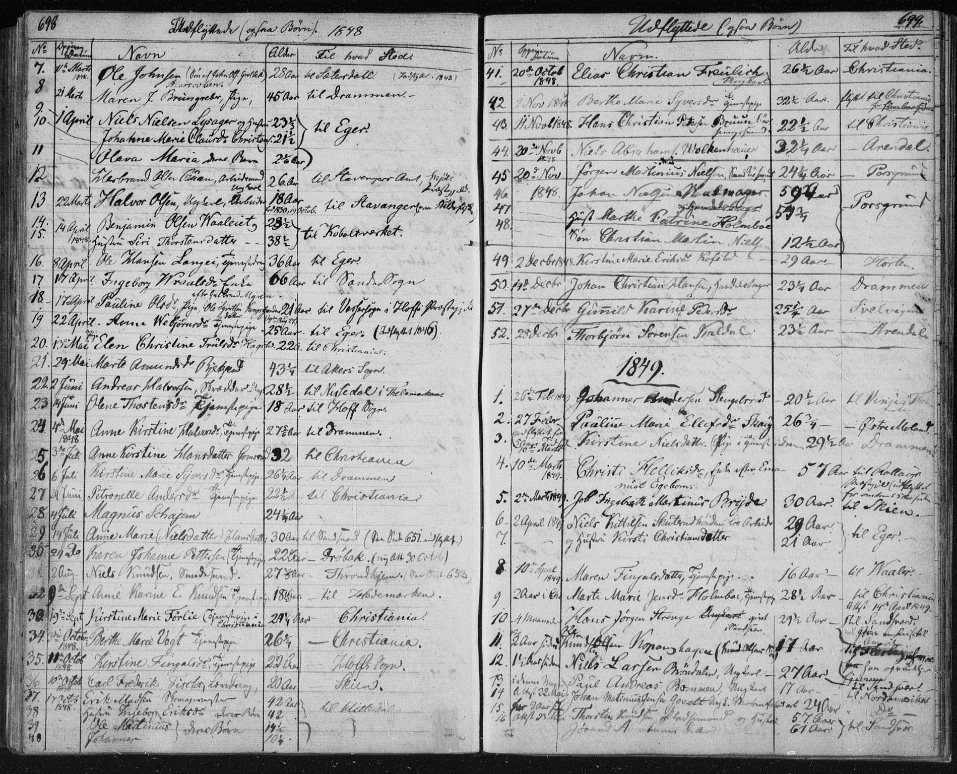 Kongsberg kirkebøker, SAKO/A-22/F/Fa/L0009: Parish register (official) no. I 9, 1839-1858, p. 698-699