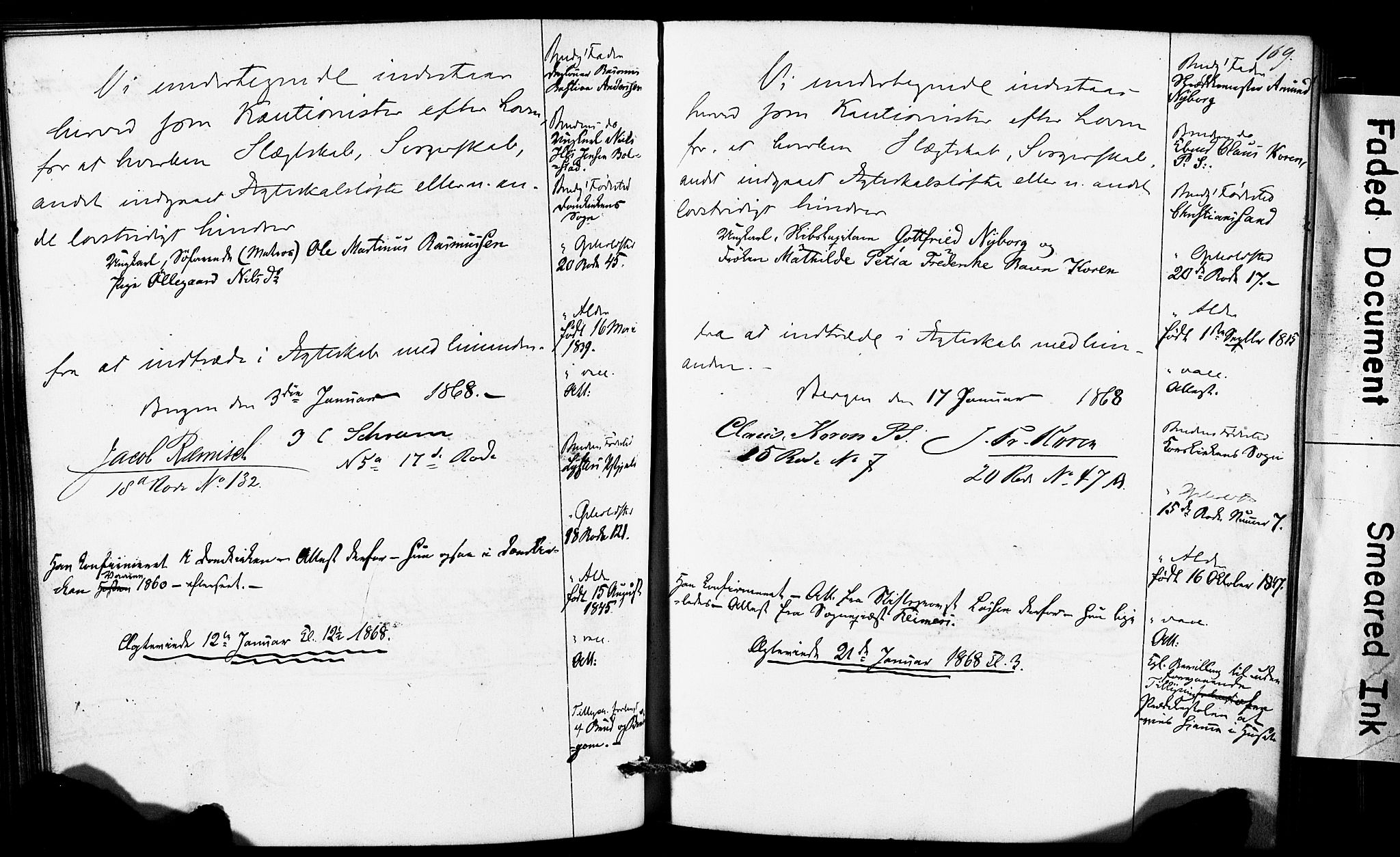 Domkirken sokneprestembete, AV/SAB-A-74801: Best man's statements no. II.5.6, 1863-1870, p. 169