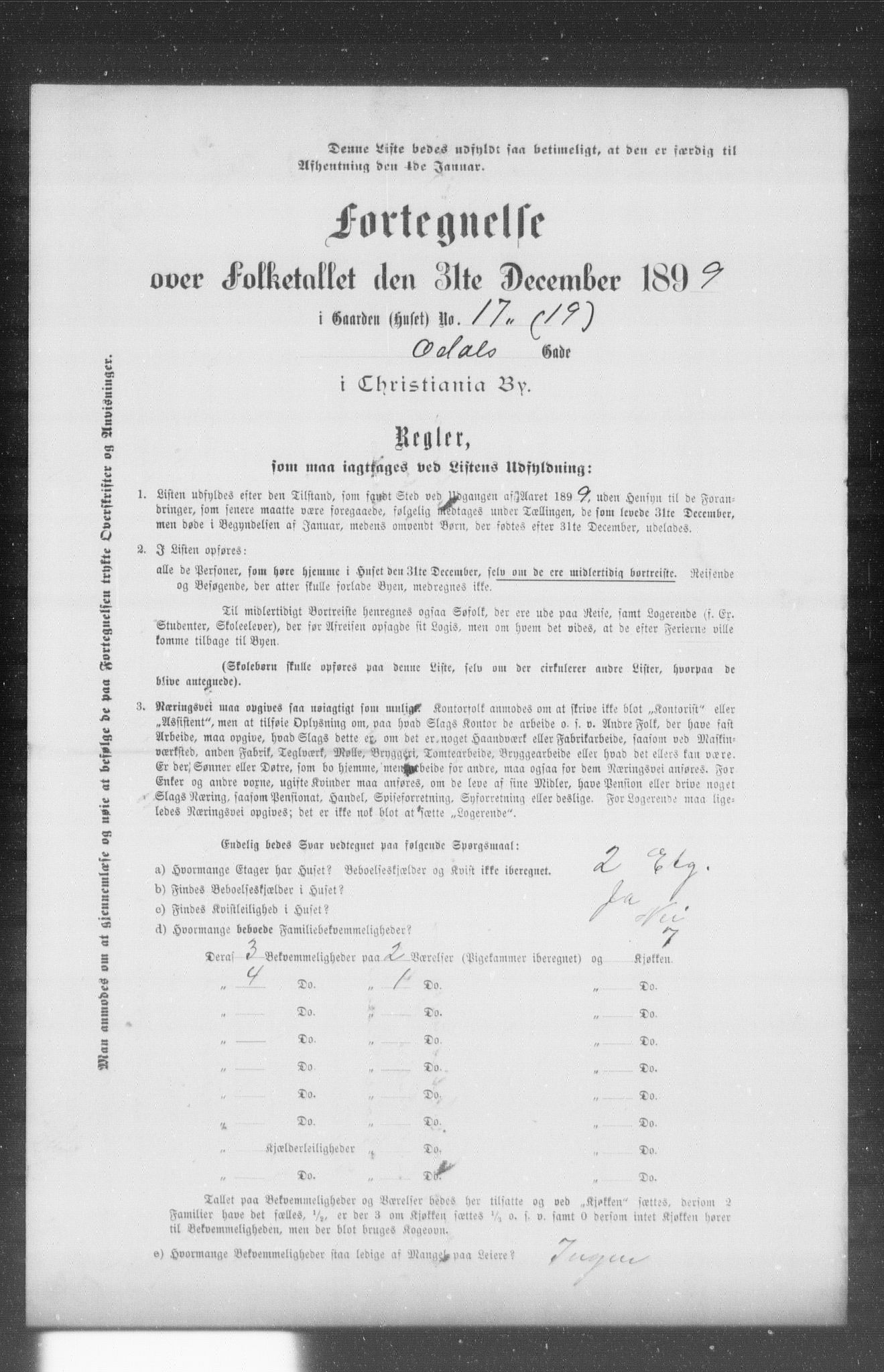 OBA, Municipal Census 1899 for Kristiania, 1899, p. 9705