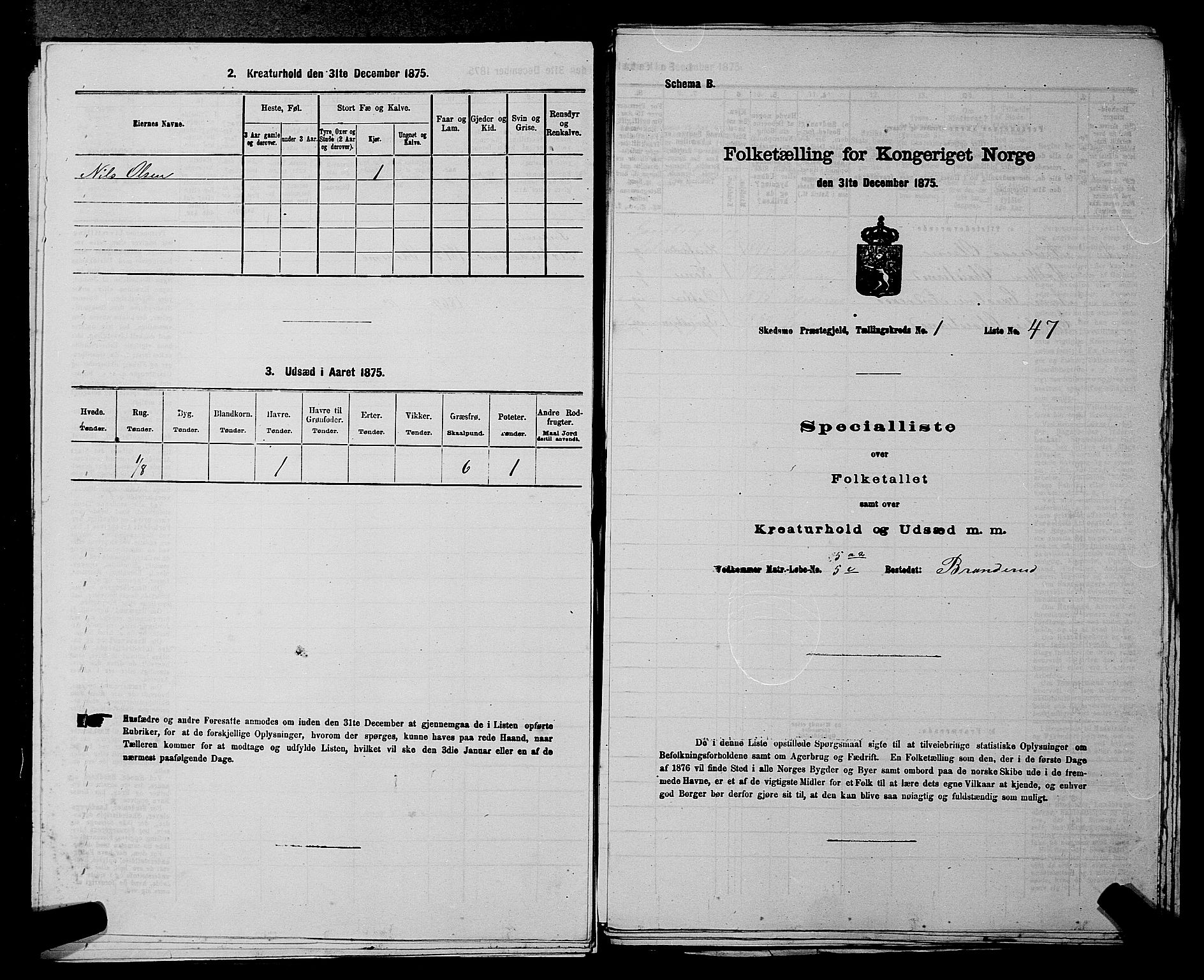 RA, 1875 census for 0231P Skedsmo, 1875, p. 62