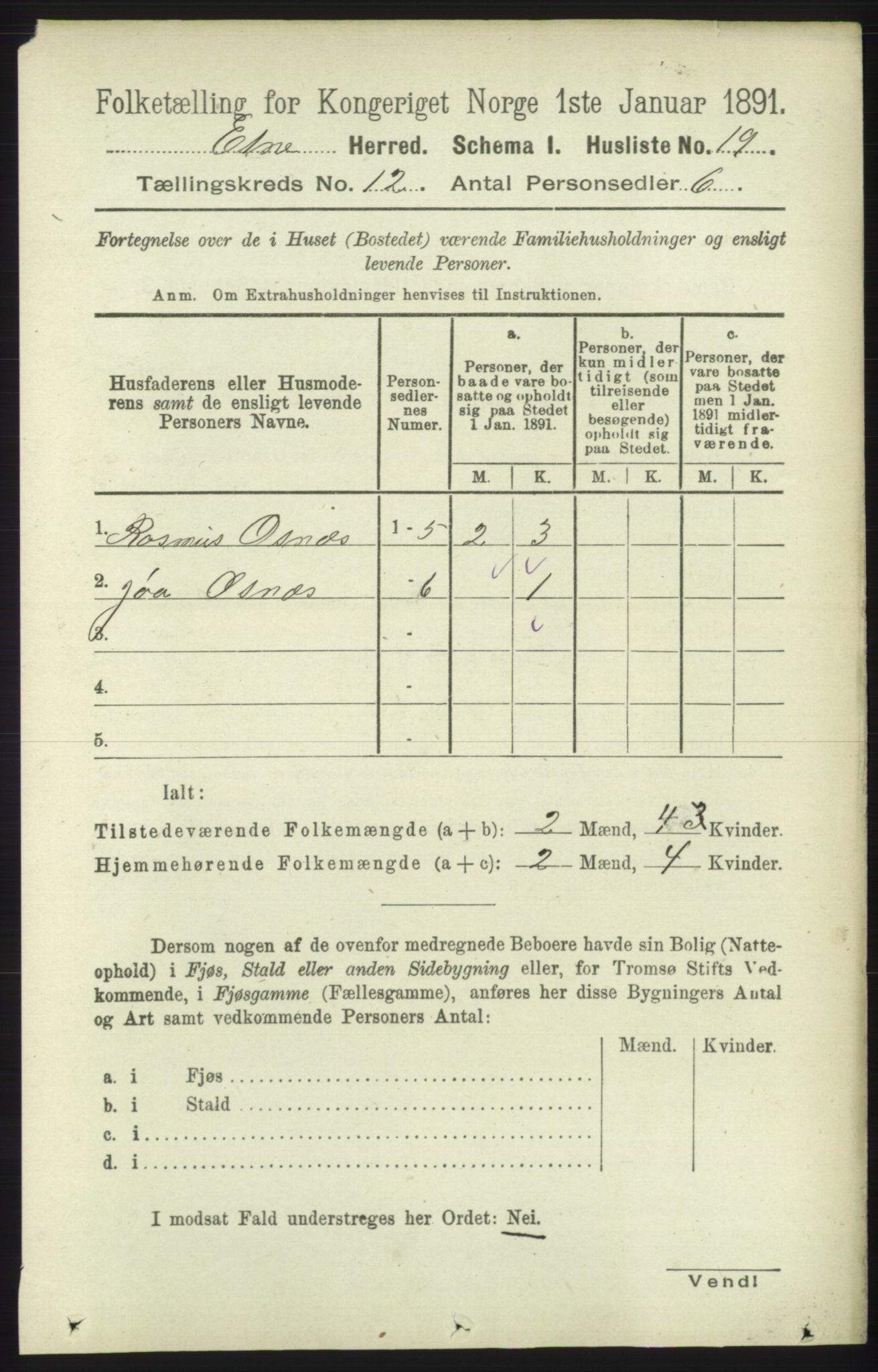 RA, 1891 census for 1211 Etne, 1891, p. 2546