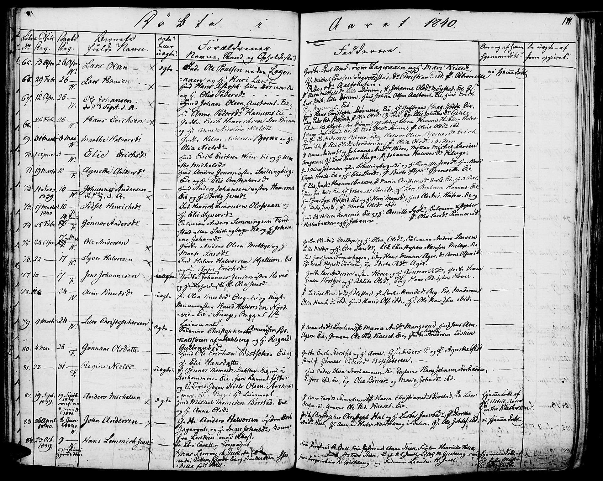 Vang prestekontor, Hedmark, AV/SAH-PREST-008/H/Ha/Haa/L0009: Parish register (official) no. 9, 1826-1841, p. 171