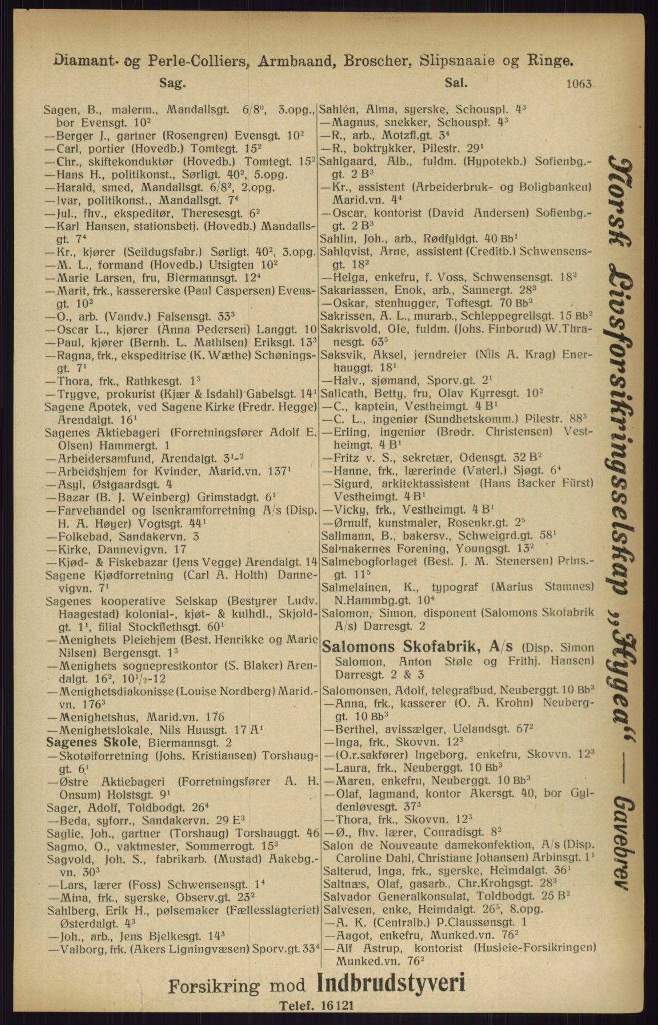 Kristiania/Oslo adressebok, PUBL/-, 1916, p. 1063