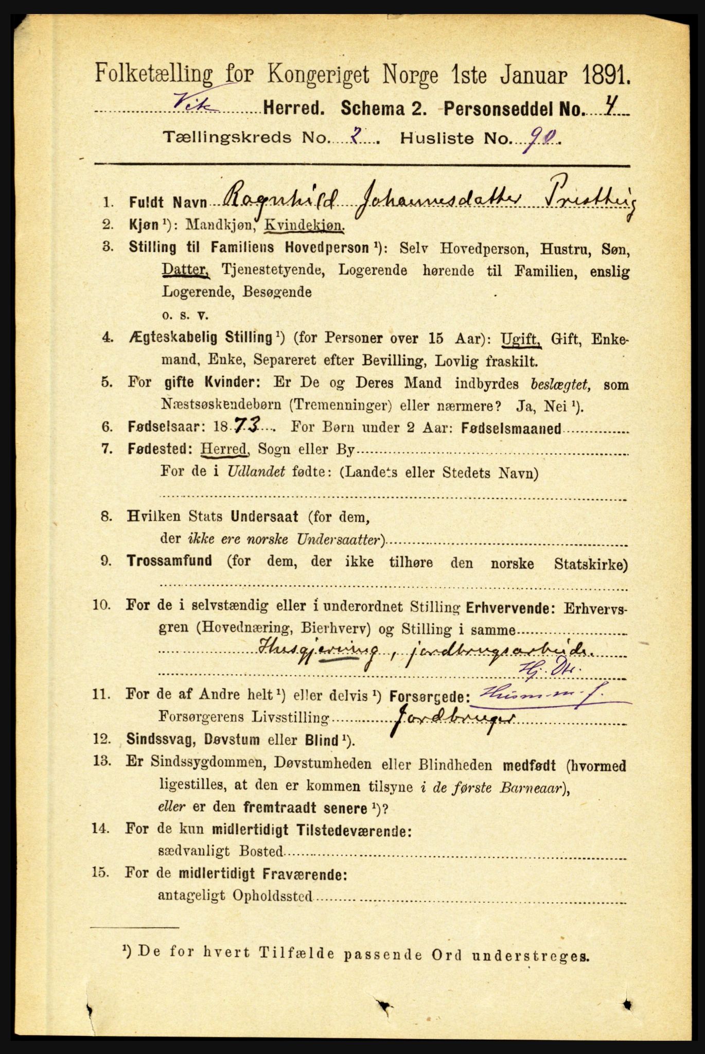 RA, 1891 census for 1417 Vik, 1891, p. 1248