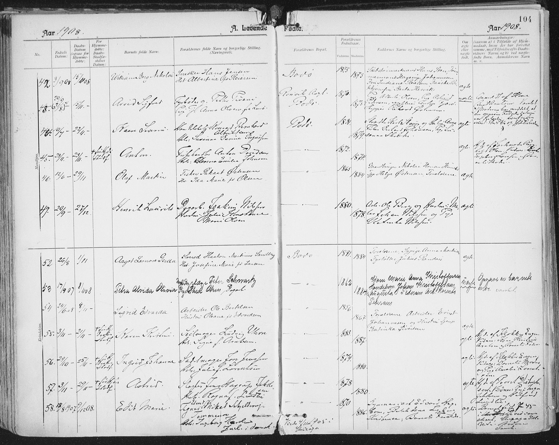 Ministerialprotokoller, klokkerbøker og fødselsregistre - Nordland, AV/SAT-A-1459/801/L0011: Parish register (official) no. 801A11, 1900-1916, p. 104