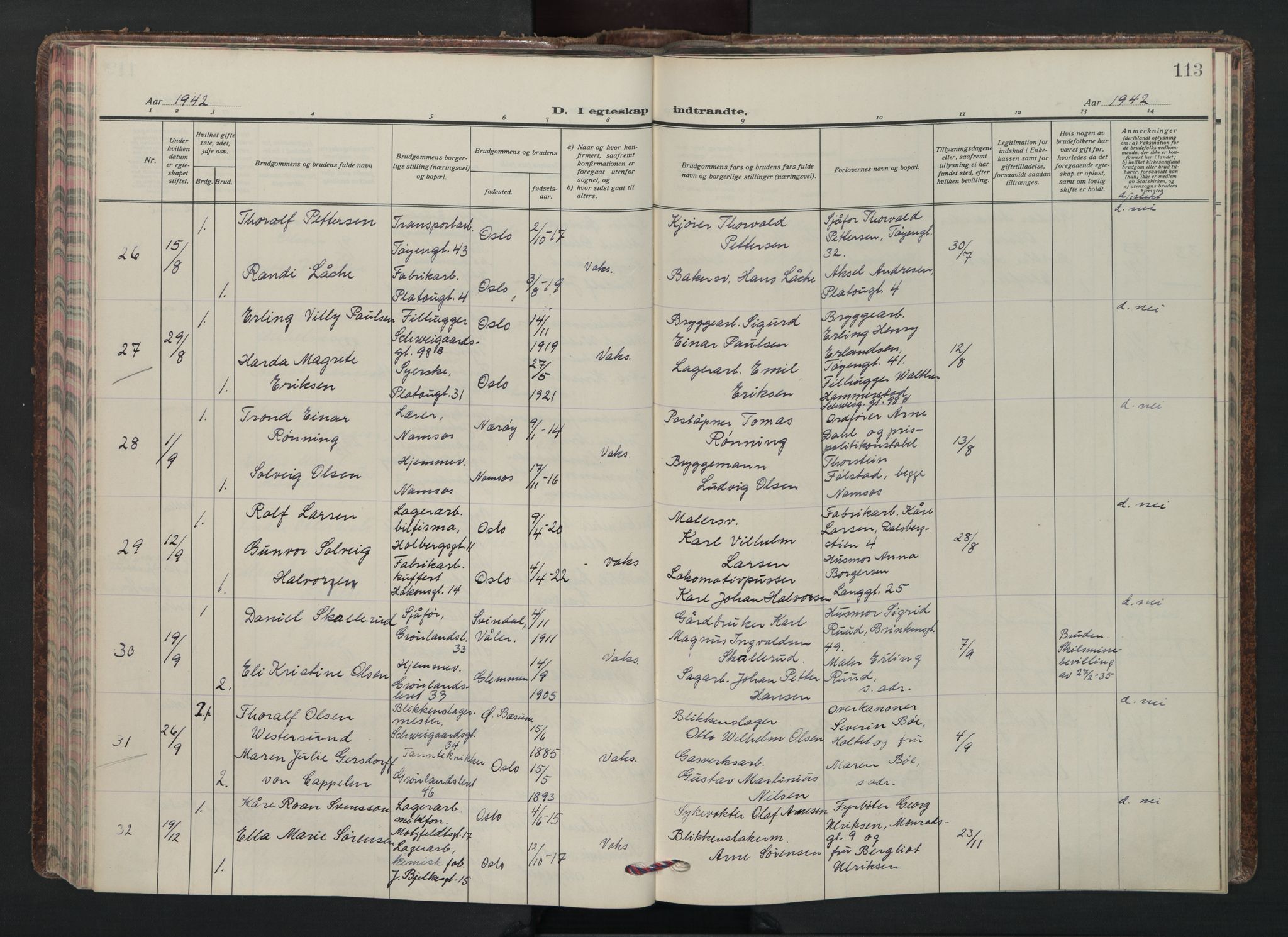 Grønland prestekontor Kirkebøker, AV/SAO-A-10848/F/Fa/L0020: Parish register (official) no. 20, 1935-1946, p. 113