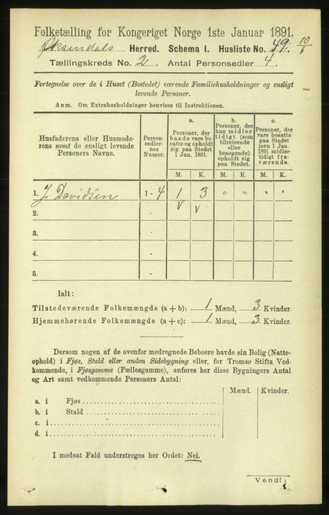 RA, 1891 census for 1561 Øksendal, 1891, p. 262