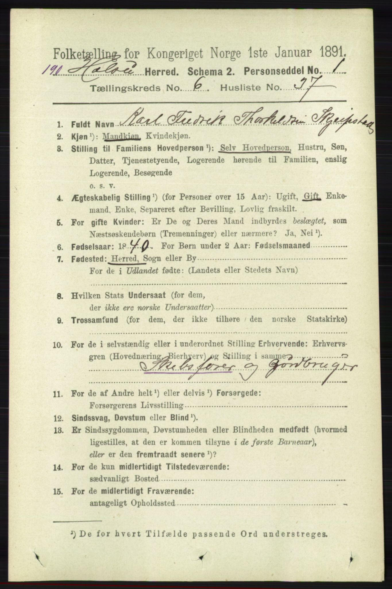RA, 1891 census for 1019 Halse og Harkmark, 1891, p. 2558