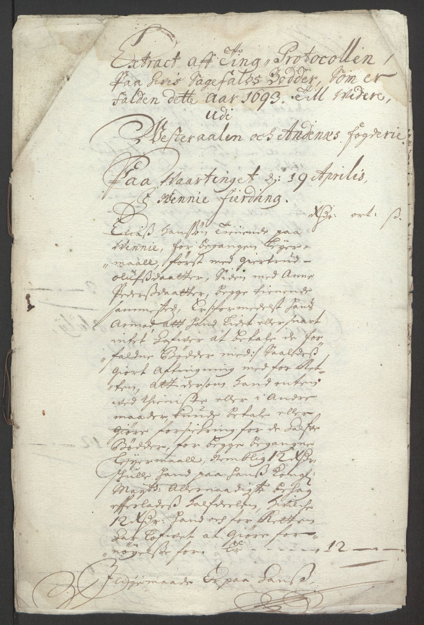 Rentekammeret inntil 1814, Reviderte regnskaper, Fogderegnskap, AV/RA-EA-4092/R67/L4676: Fogderegnskap Vesterålen, Andenes og Lofoten, 1691-1693, p. 342